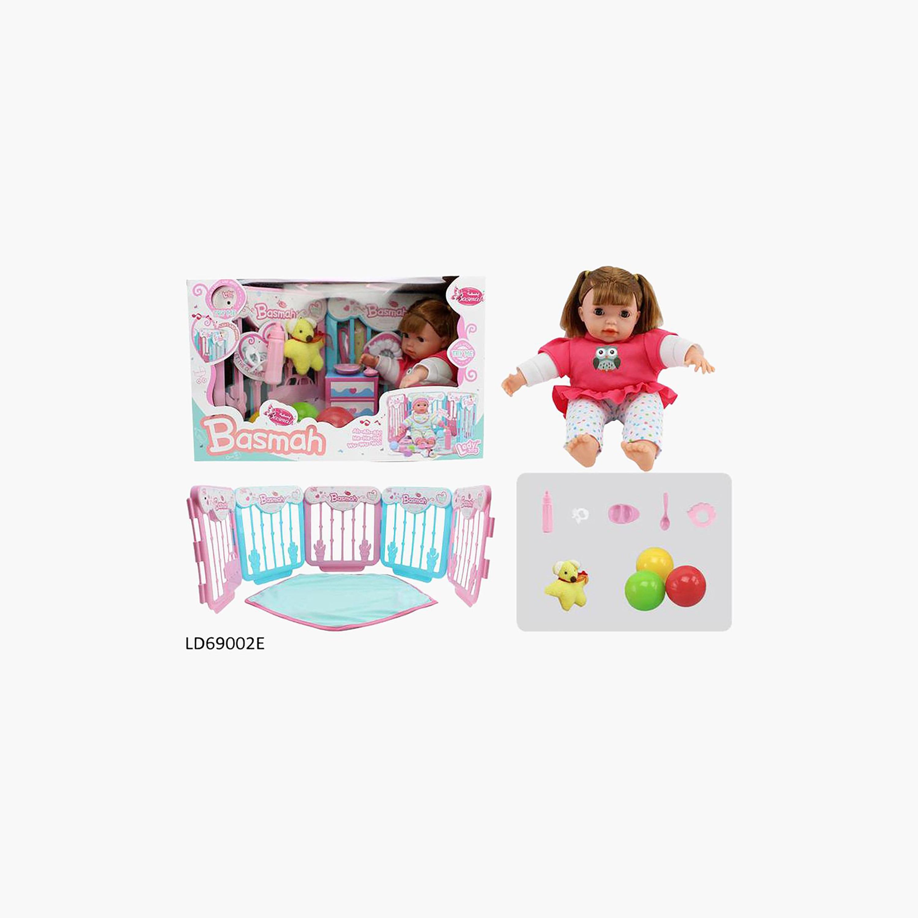 مجموعة لعب دمية 2 في 1 بأصوات من بسمة - 14 بوصة-toys-dollsandplaysets-dollplaysets-image-1