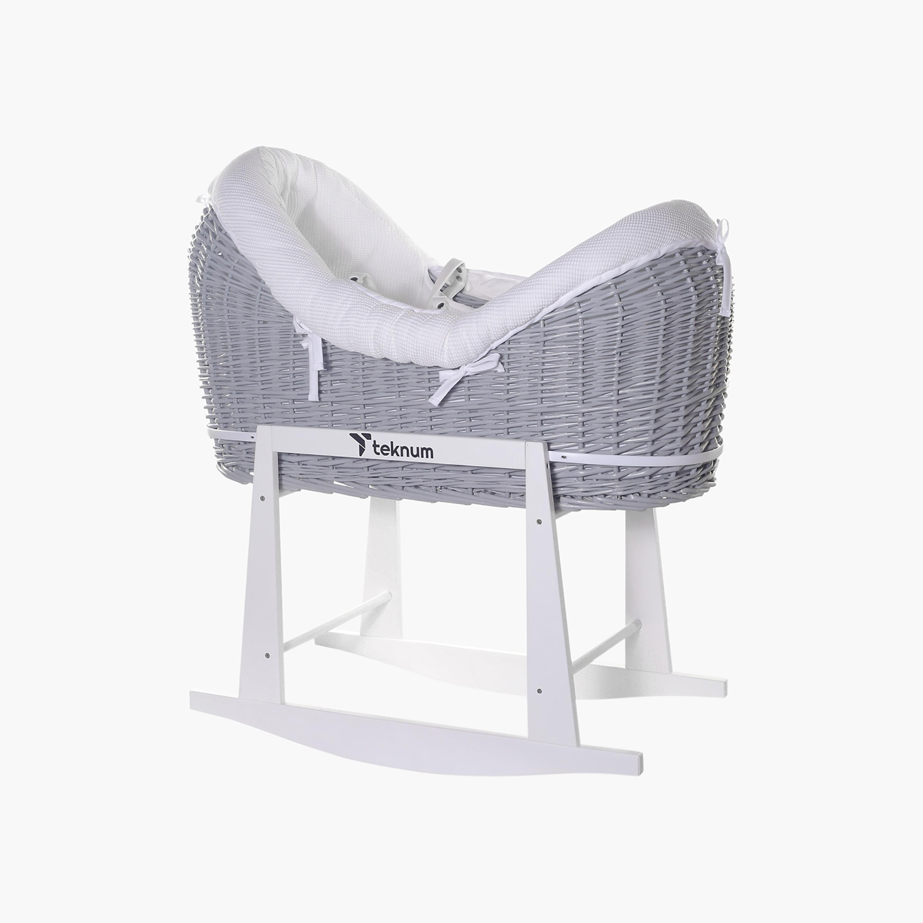 سلة موسى للرضع من الخوص مع فراش وافل وحامل هزاز من تيكنوم-baby-nursery-furniture-mosesbaskets-image-4