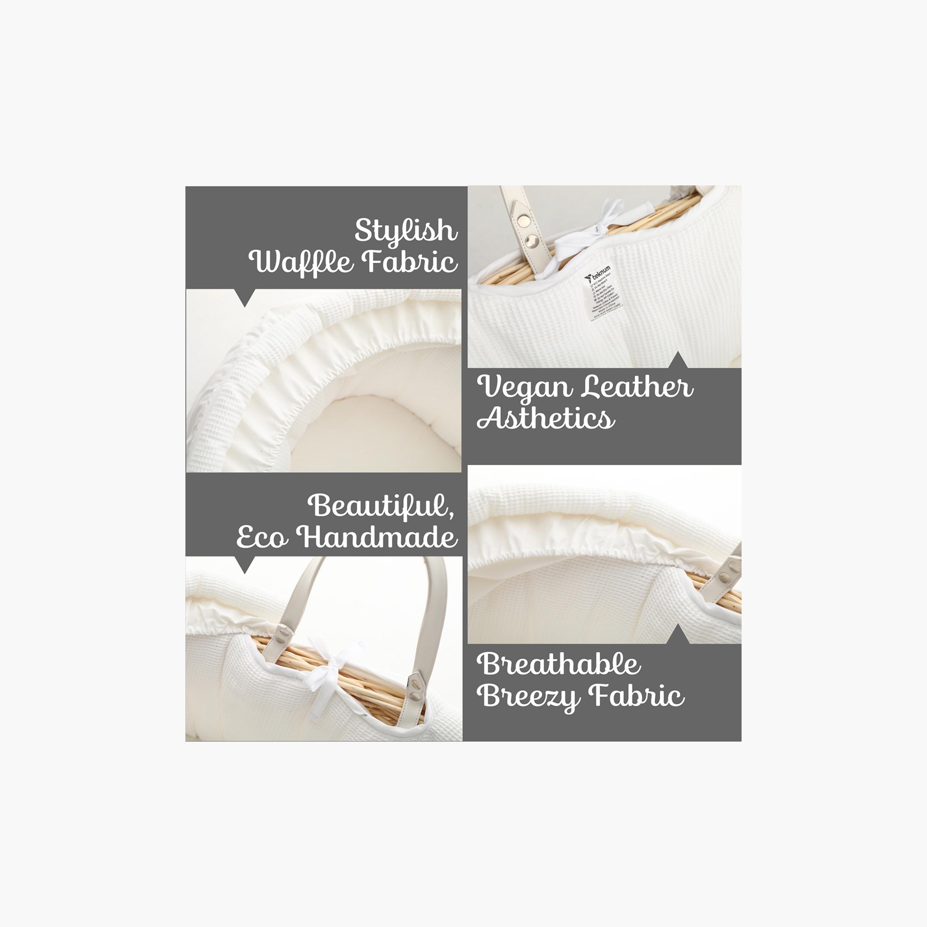 سلة موسى خوص للرضع مع مفروشات وافل وحامل هزاز من تيكنوم-baby-nursery-furniture-mosesbaskets-image-4