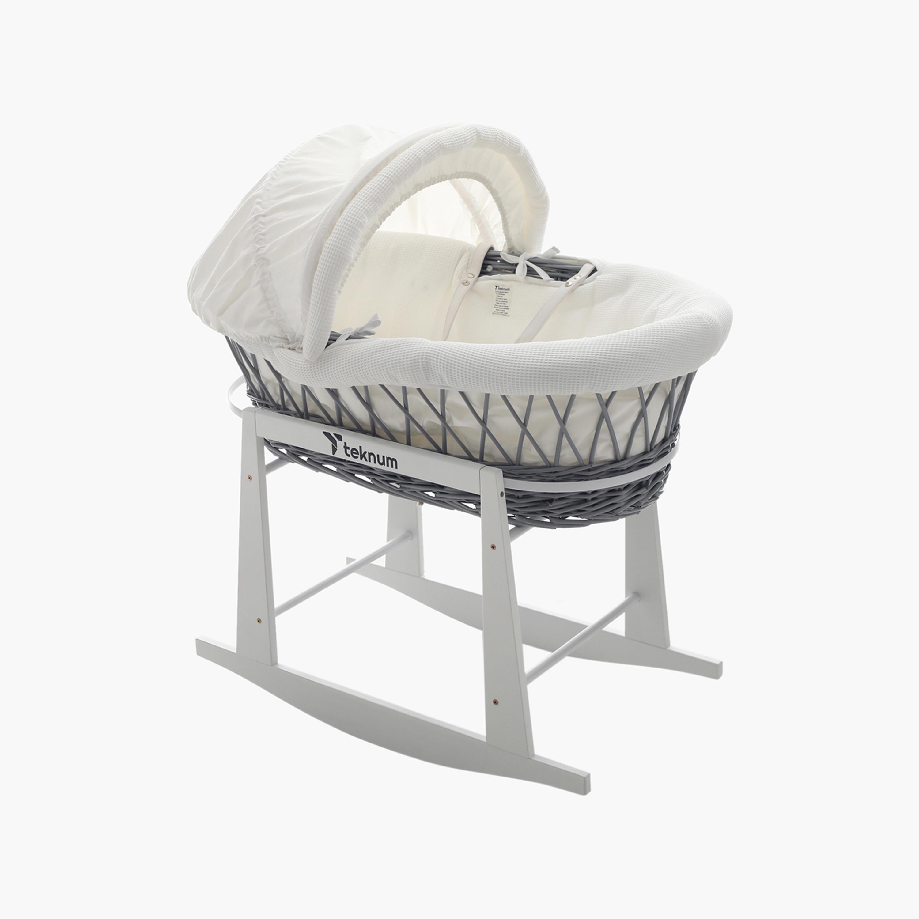 سلة موسى خوص للرضع مع فرش وافل وحامل هزاز من تيكنوم-baby-nursery-furniture-mosesbaskets-image-2