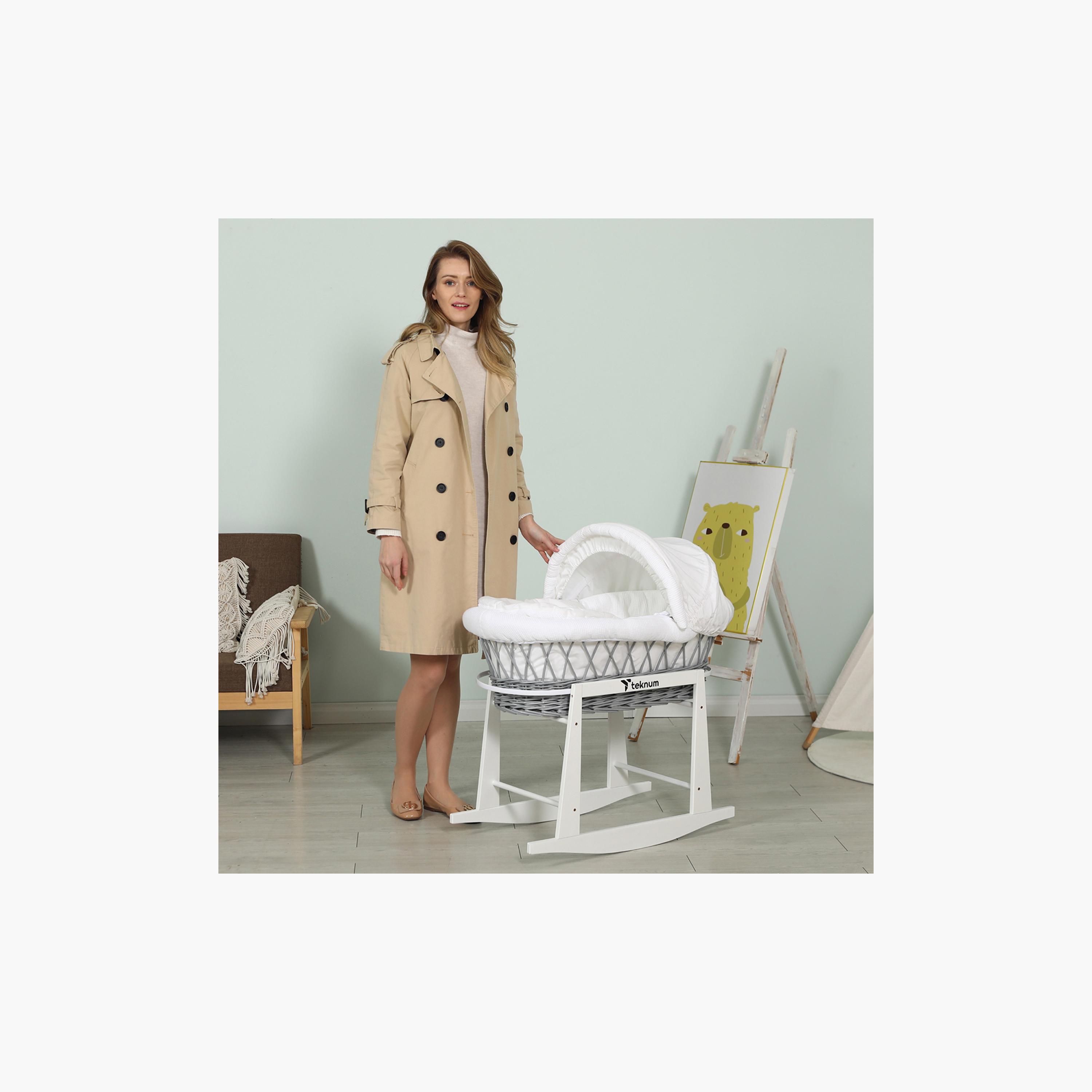 سلة موسى خوص للرضع مع فرش وافل وحامل هزاز من تيكنوم-baby-nursery-furniture-mosesbaskets-image-4