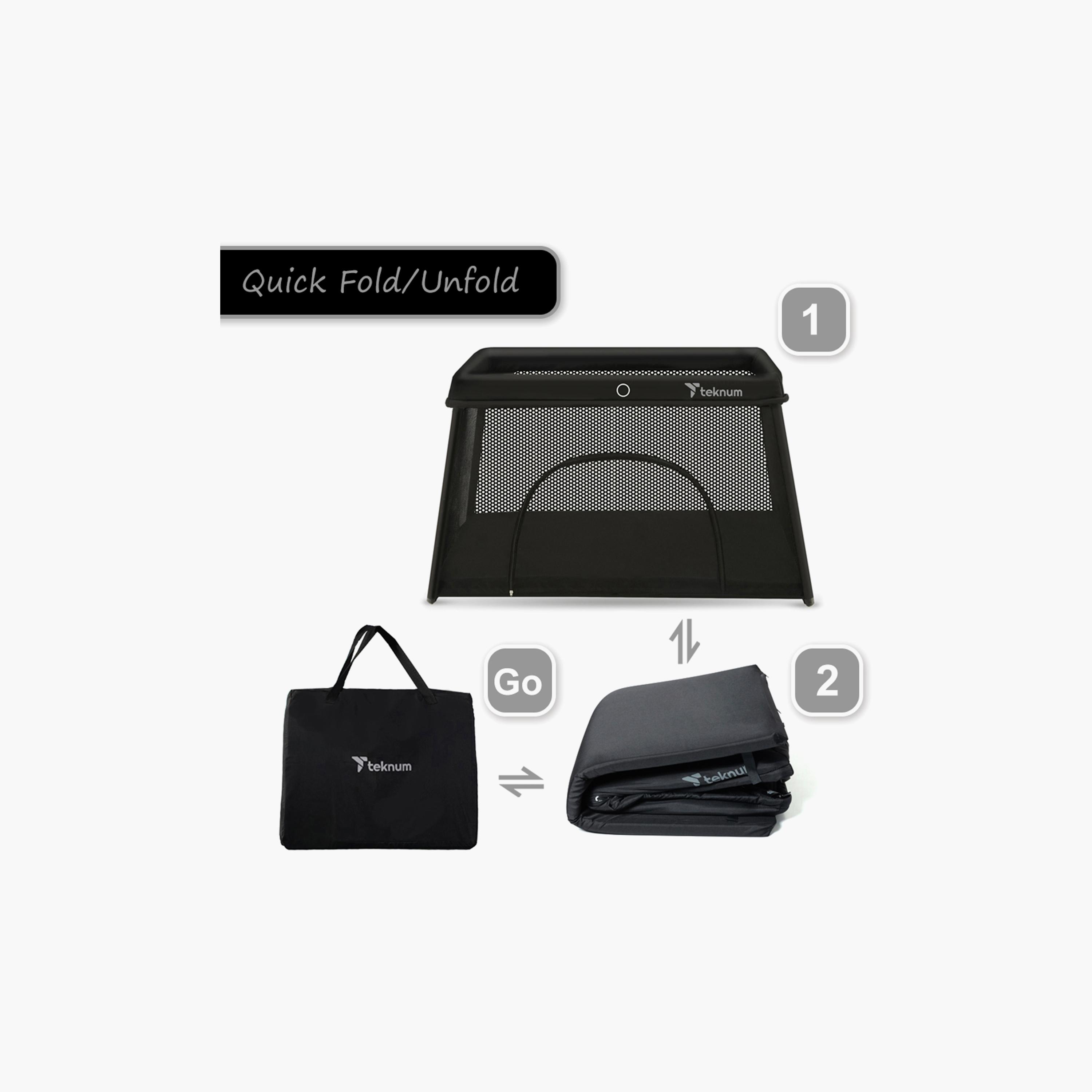 Teknum Portable Quick Fold Playard and Cot with Zipper Door and Carry Bag-baby-gear-travelcots-image-4