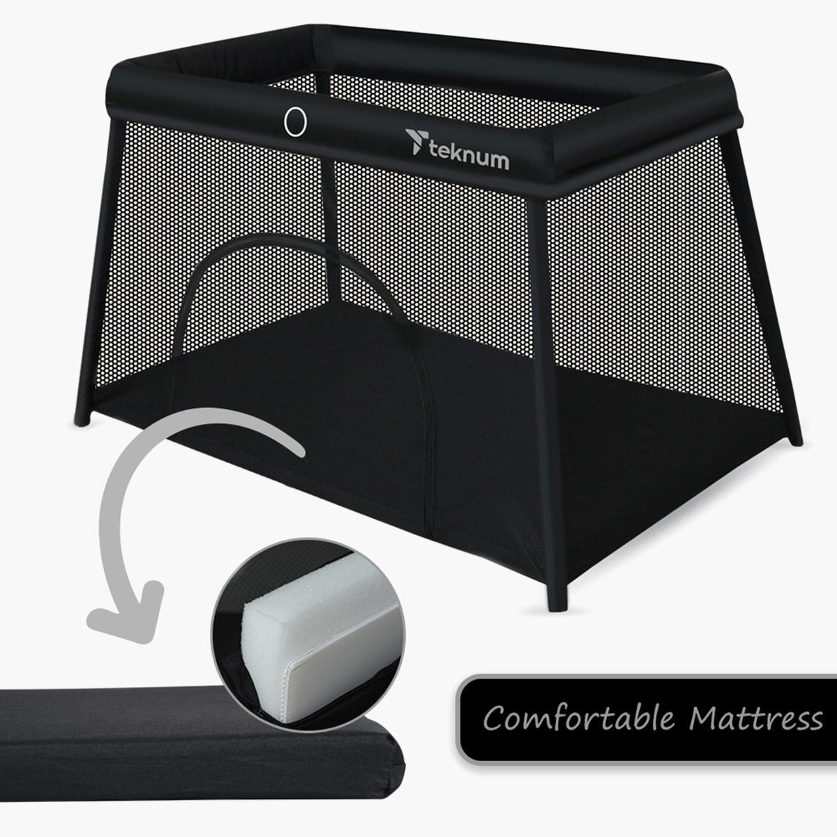 Teknum Portable Quick Fold Playard and Cot with Zipper Door and Carry Bag-baby-nursery-furniture-cribsandbeds-travelcots-image-7