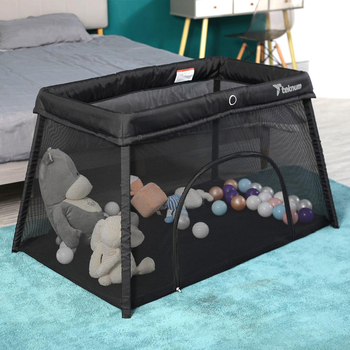 Teknum Portable Quick Fold Playard and Cot with Zipper Door and Carry Bag-baby-nursery-furniture-cribsandbeds-travelcots-image-9