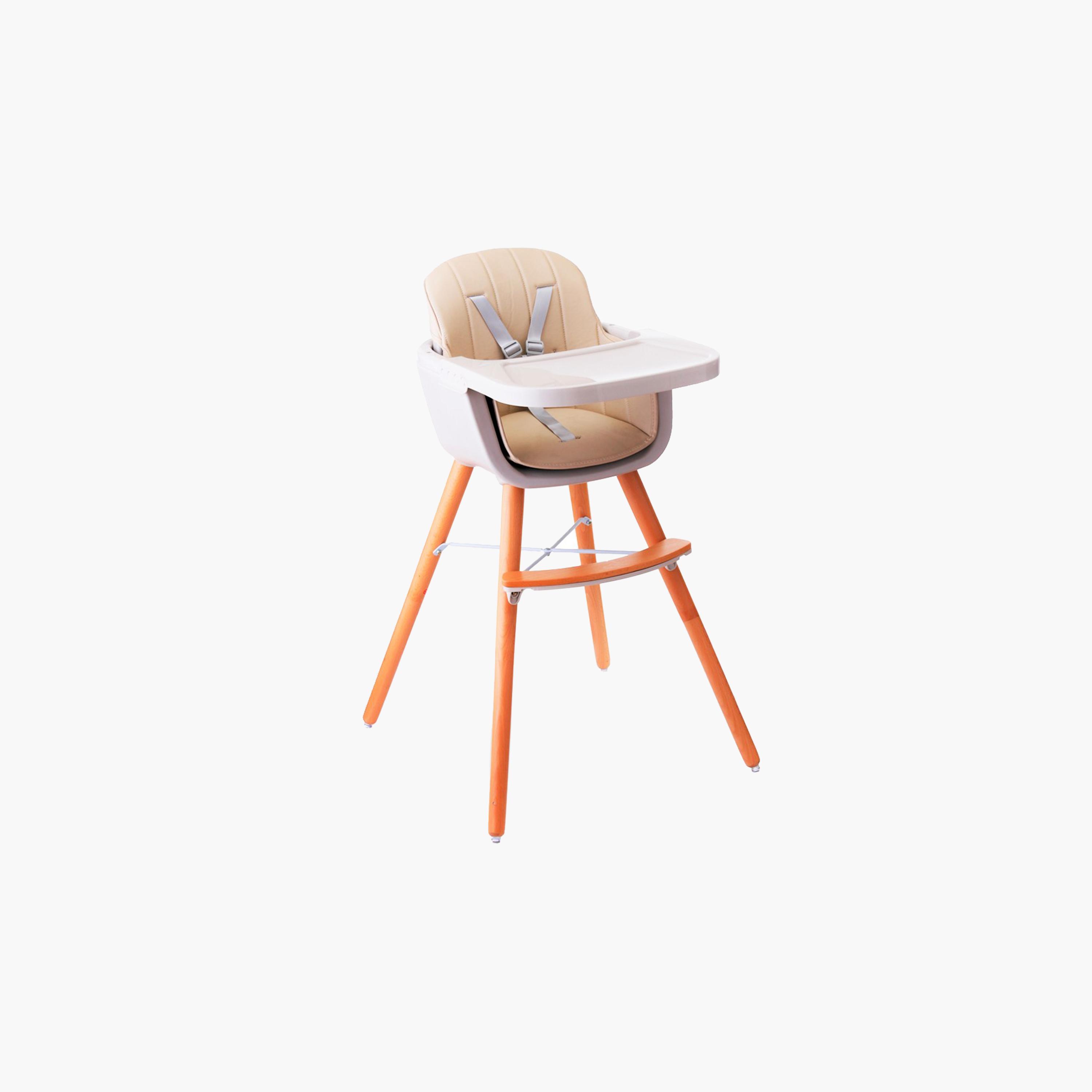 Teknum Premium Dual Height Wooden High Chair - Peach-baby-feeding-highchairsandboosters-image-1