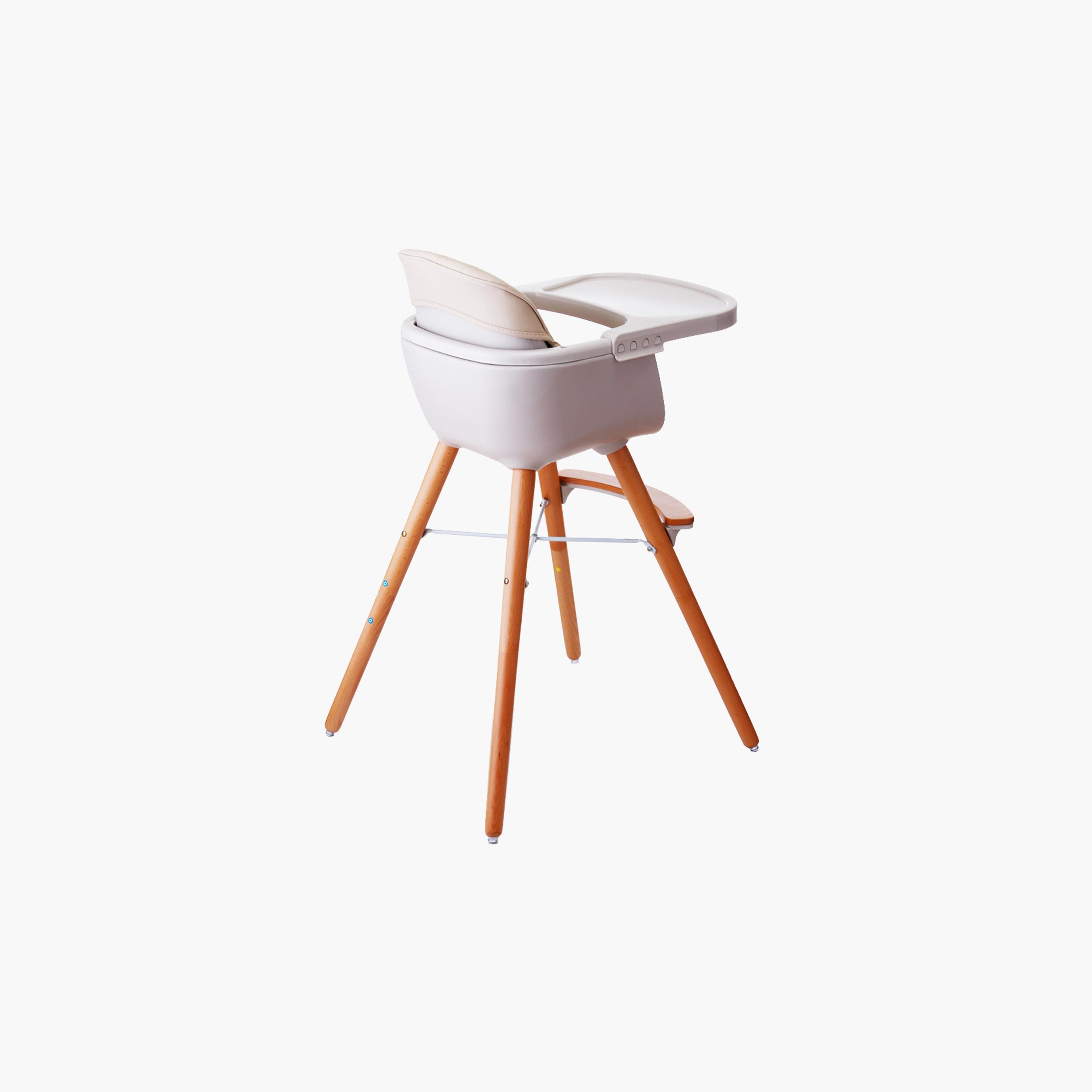 Teknum Premium Dual Height Wooden High Chair - Peach-baby-feeding-highchairsandboosters-image-3