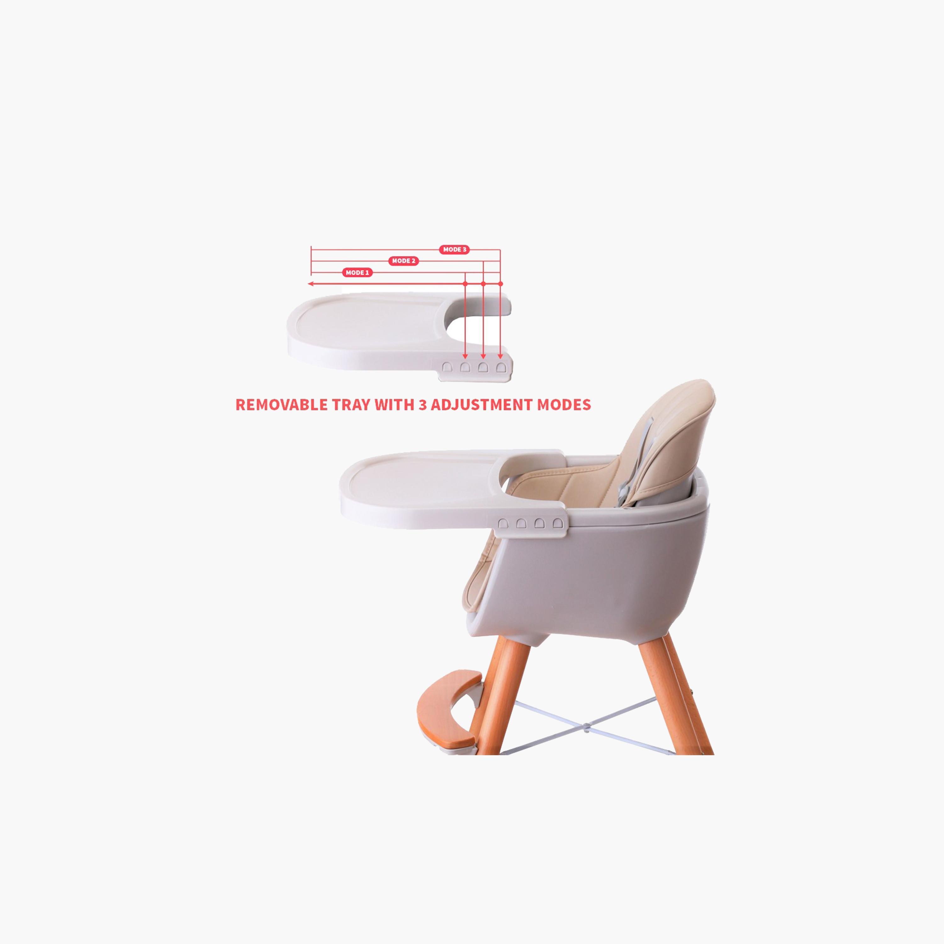 Teknum Premium Dual Height Wooden High Chair - Peach-baby-feeding-highchairsandboosters-image-4