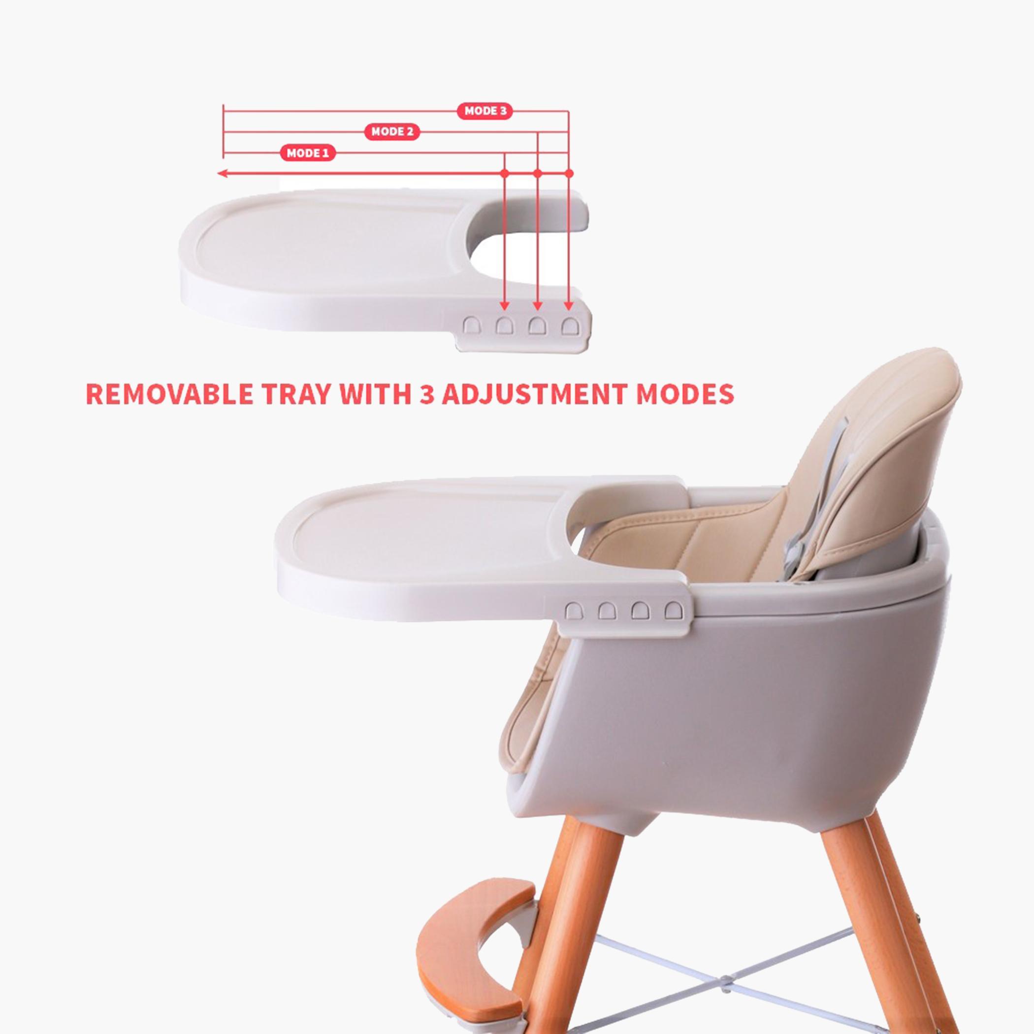 Teknum Premium Dual Height Wooden High Chair - Peach-baby-feeding-highchairsandboosters-image-8