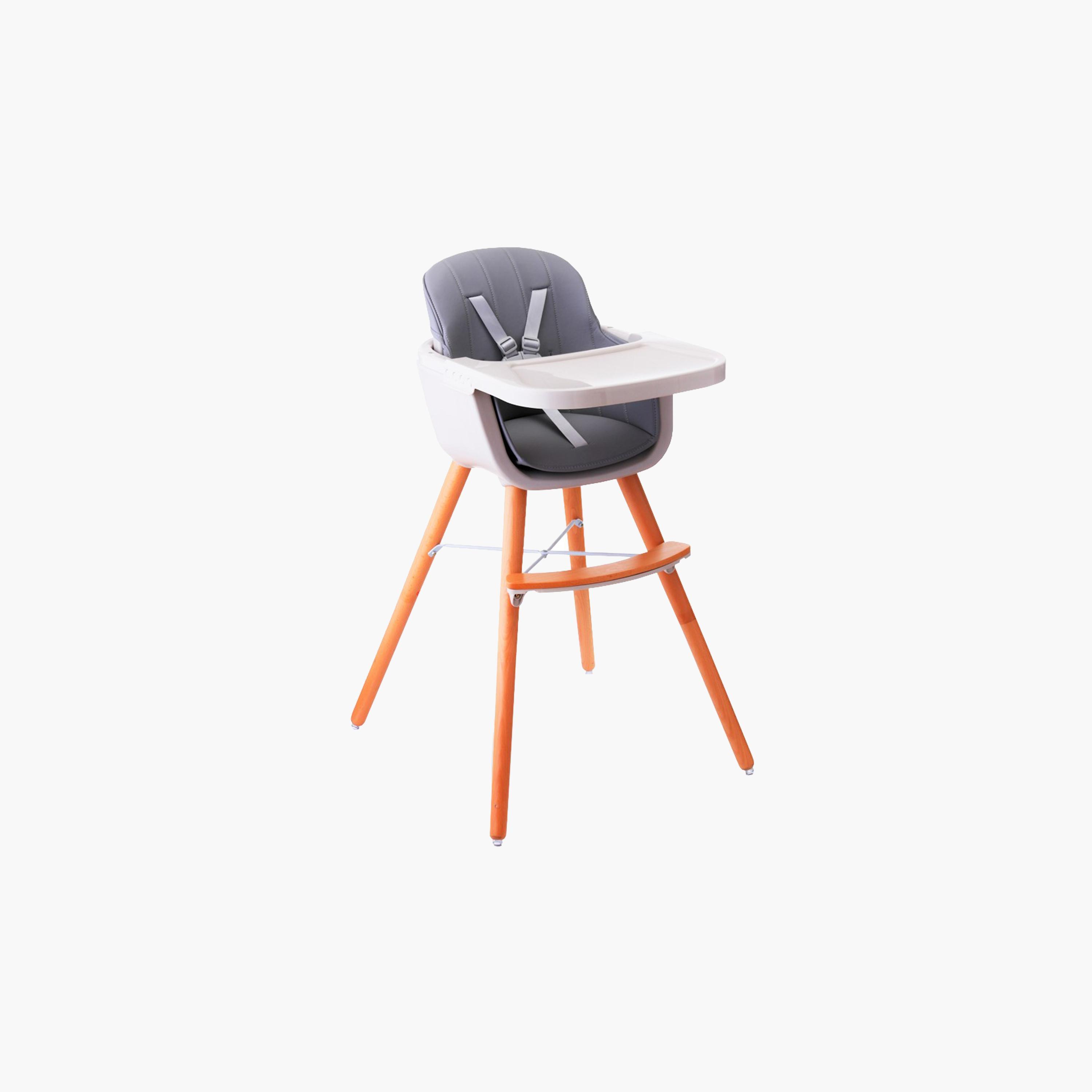 Teknum Premium Dual Height Wooden High Chair - Grey-baby-feeding-highchairsandboosters-image-1