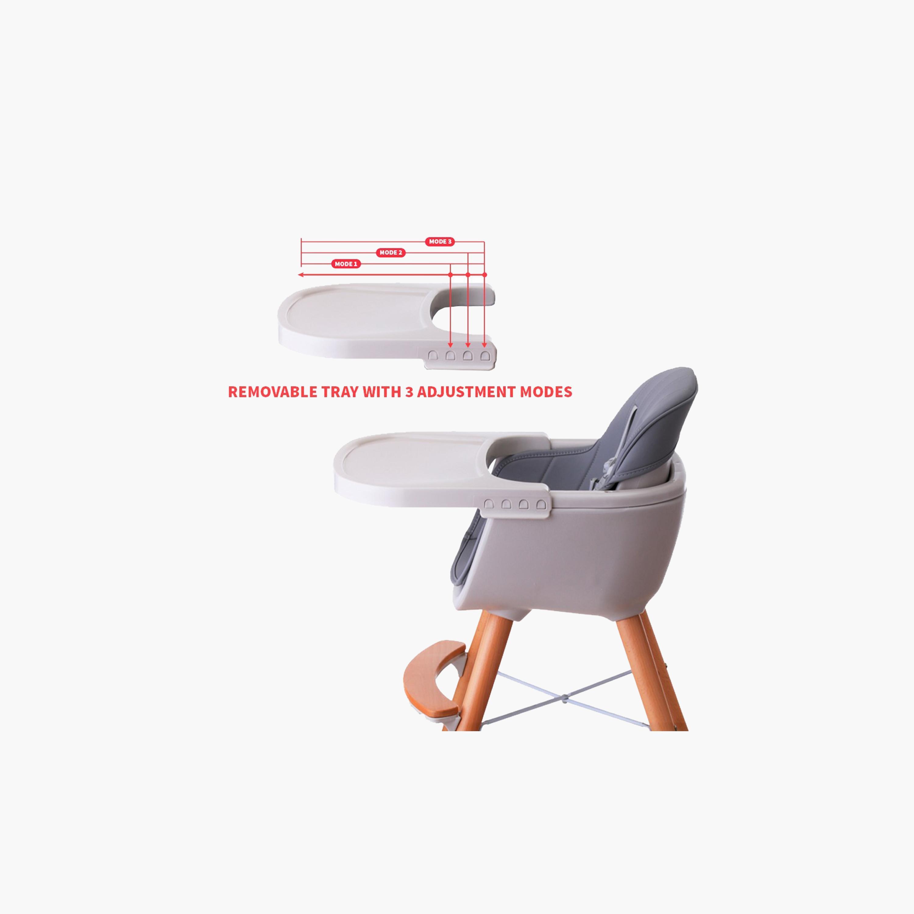 Teknum Premium Dual Height Wooden High Chair - Grey-baby-feeding-highchairsandboosters-image-3