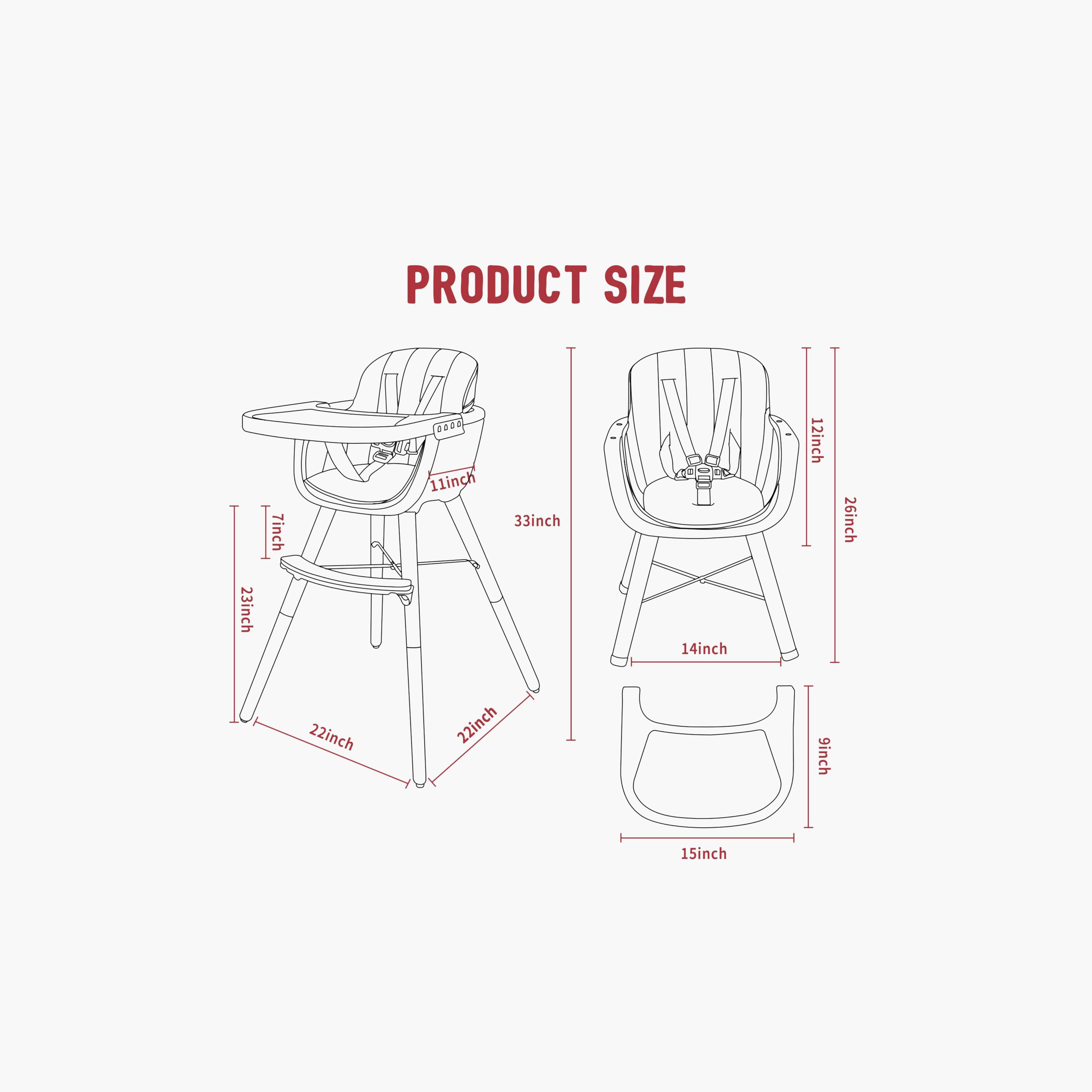 Teknum Premium Dual Height Wooden High Chair - Grey-baby-feeding-highchairsandboosters-image-4