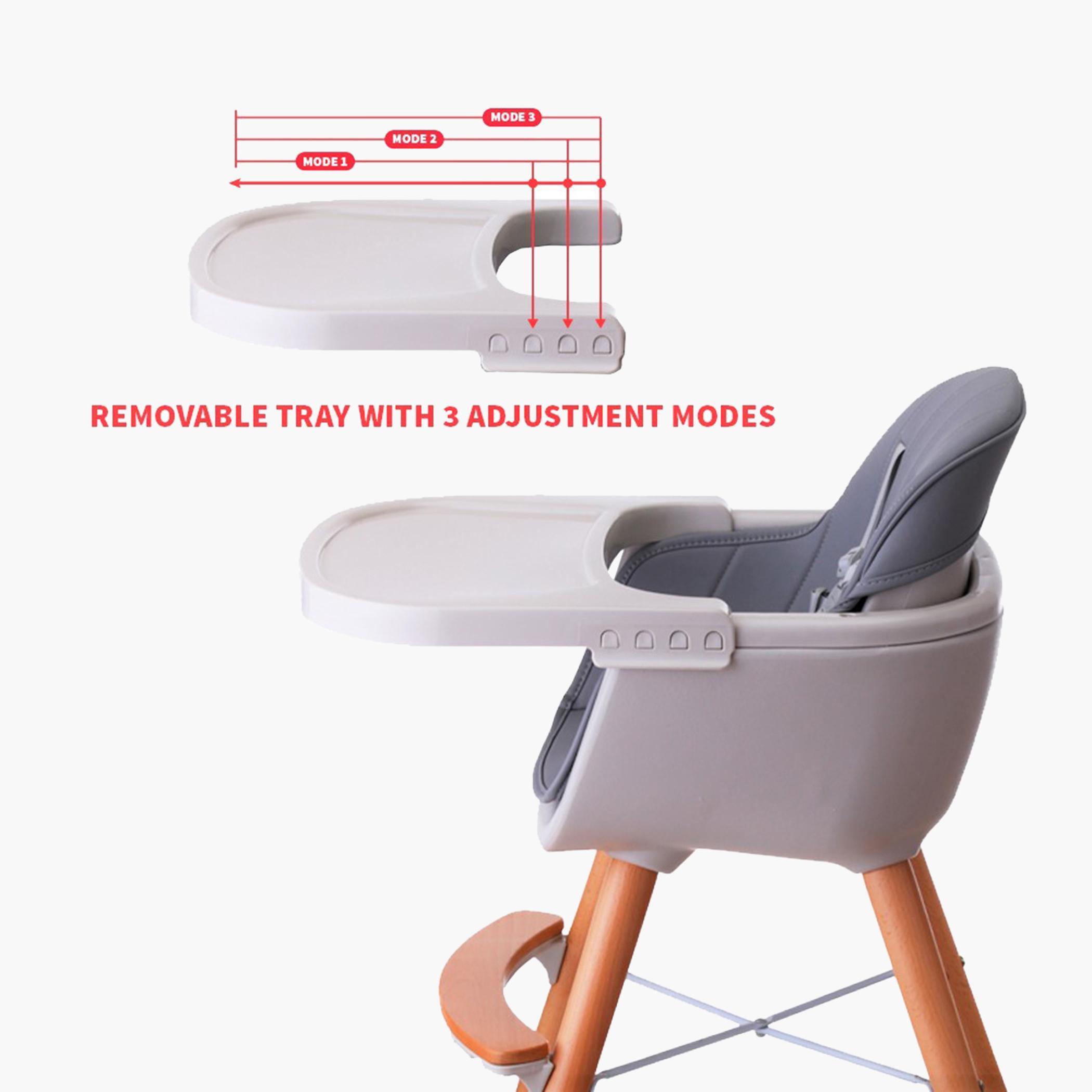 Teknum Premium Dual Height Wooden High Chair - Grey-baby-feeding-highchairsandboosters-image-6