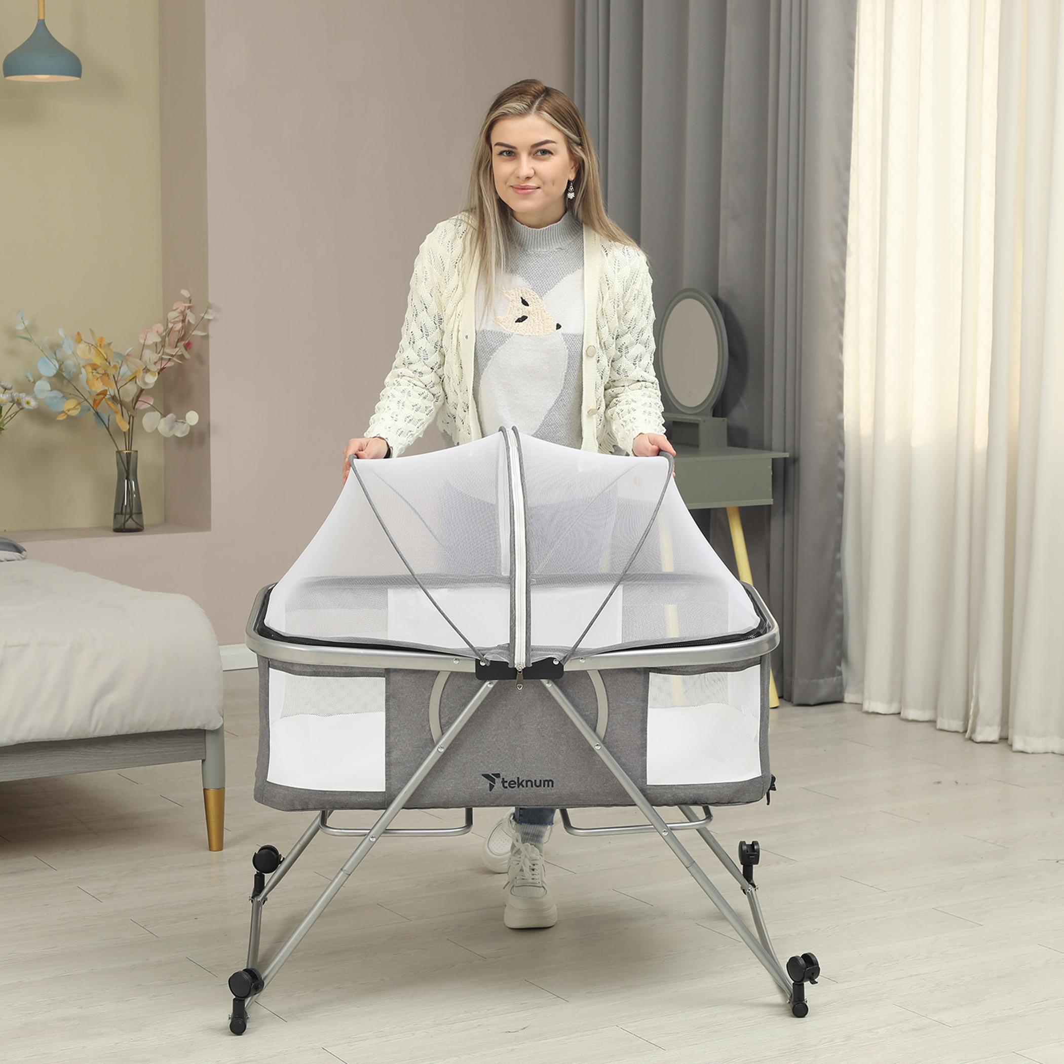 Teknum 3-in-1 Baby Cradle with Mosquito Net and Wheels-baby-nursery-furniture-cribsandbeds-bassinets-image-10