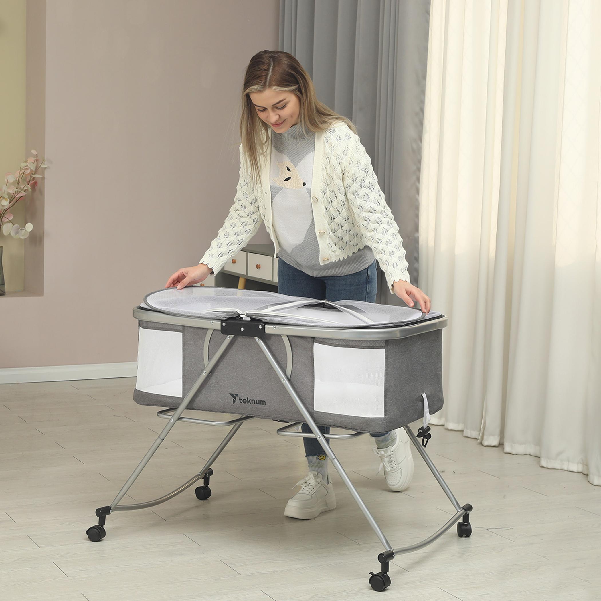 Teknum 3-in-1 Baby Cradle with Mosquito Net and Wheels-baby-nursery-furniture-cribsandbeds-bassinets-image-11