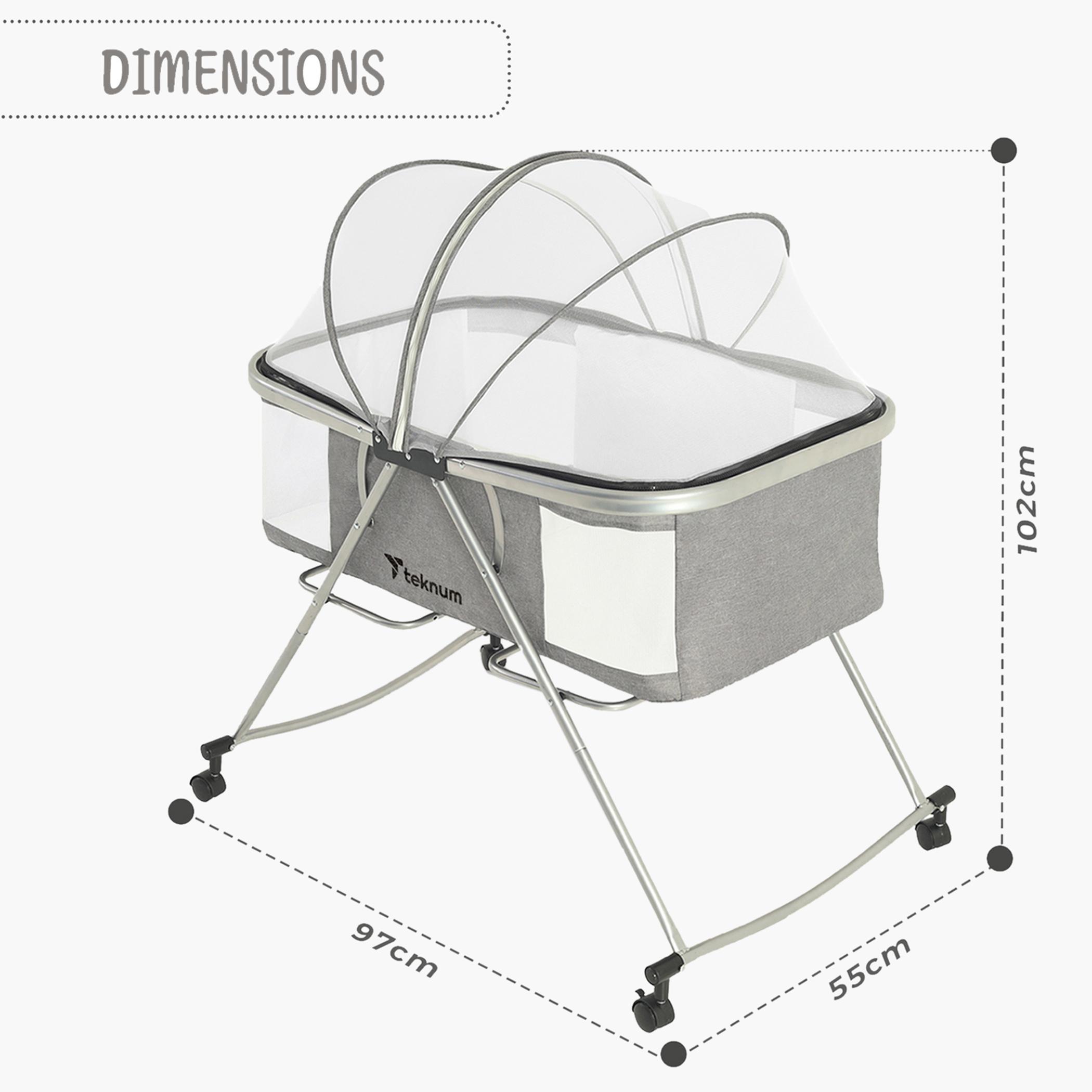 Teknum 3-in-1 Baby Cradle with Mosquito Net and Wheels-baby-nursery-furniture-cribsandbeds-bassinets-image-6