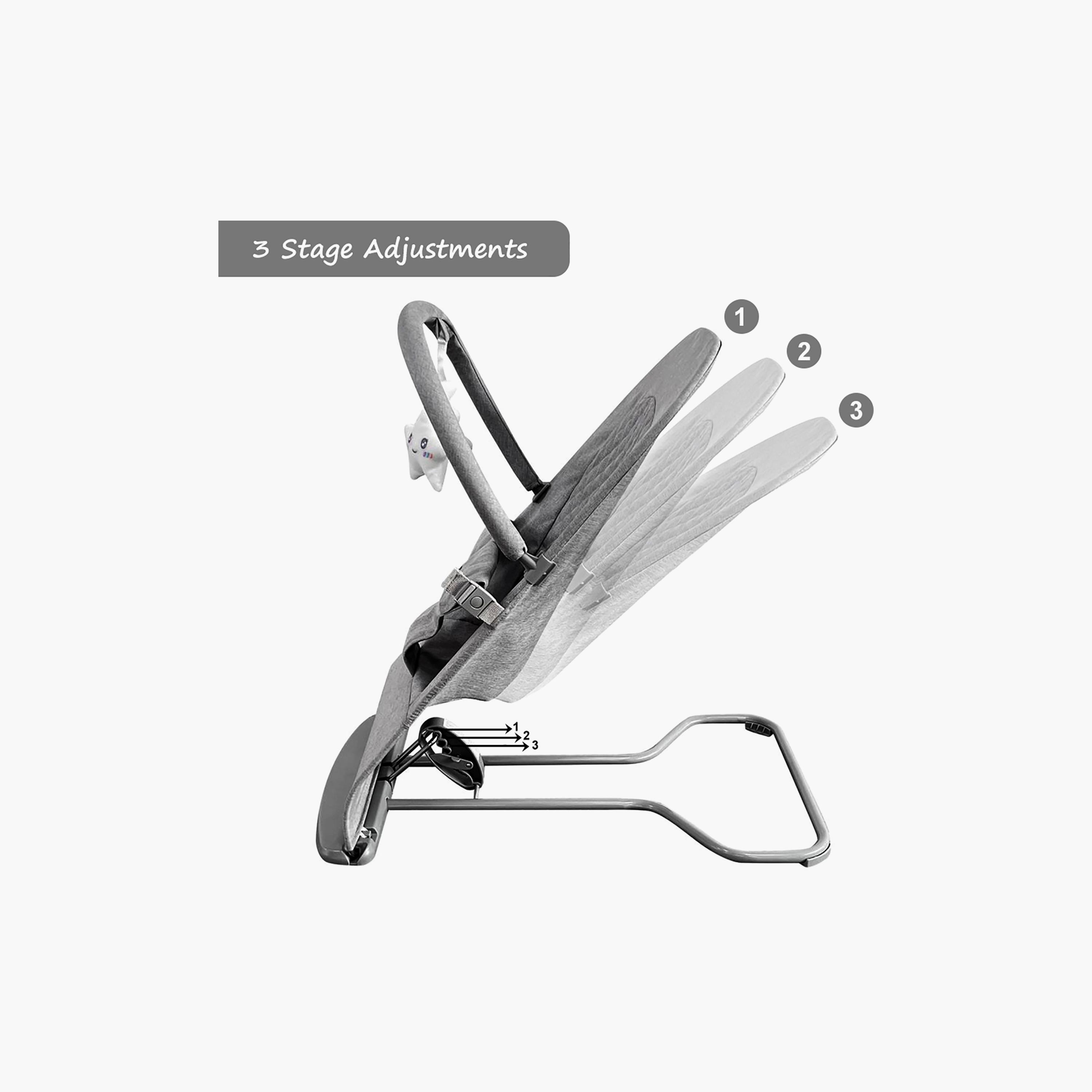 Teknum 3-Stage Baby Bouncer Recliner Seat - Grey-baby-infantactivity-bouncers-image-3