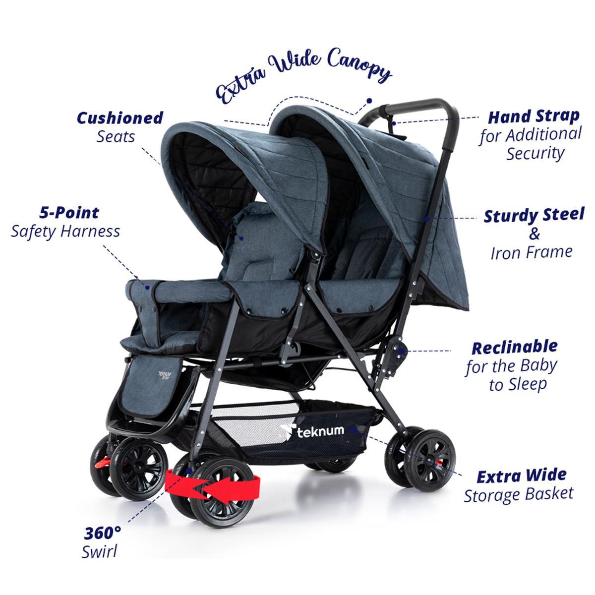 Teknum Double Baby Stroller with Canopy-baby-gear-strollersandprams-strollers-image-7