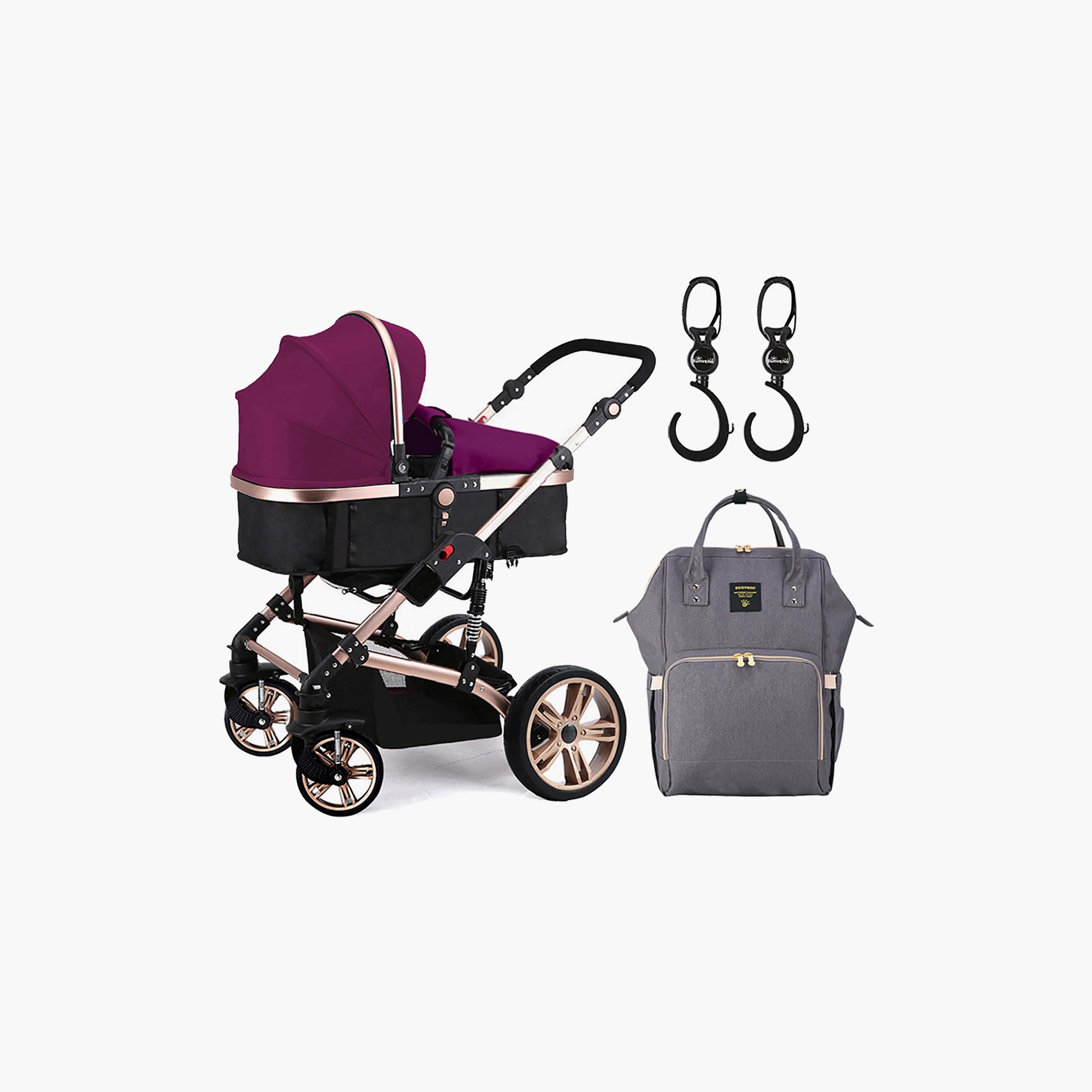 Teknum 3-in-1 Pram Stroller with Sunveno Diaper Bag and Hooks-baby-gear-strollersandprams-strollers-image-2
