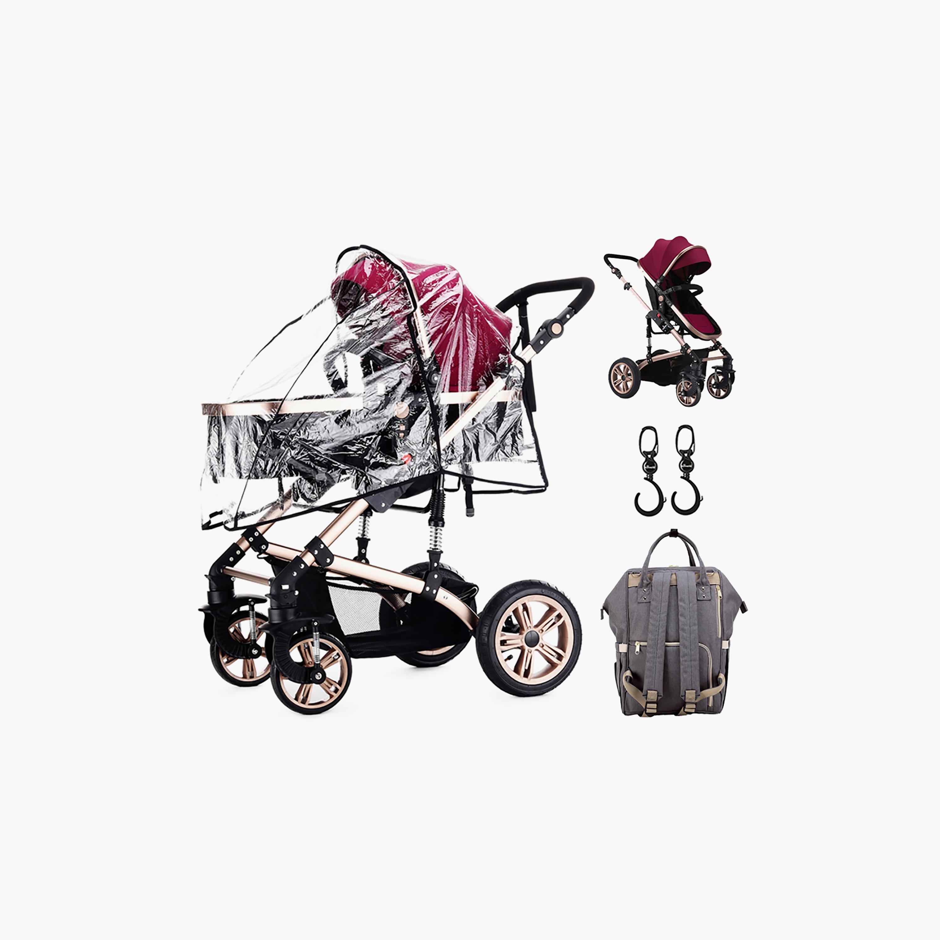 Teknum 3-in-1 Pram Stroller with Sunveno Diaper Bag and Hooks-baby-gear-strollersandprams-strollers-image-3