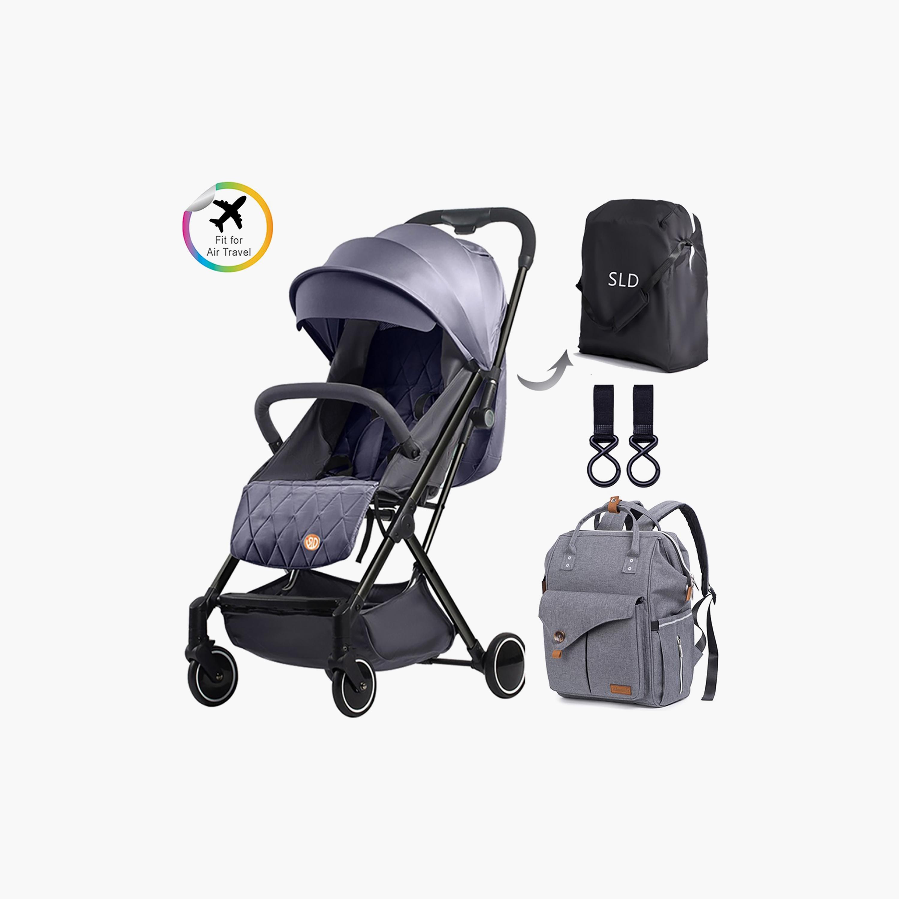 Teknum Travel Lite Stroller Alameda Diaper Backpack Large with Hooks - Grey-baby-gear-strollersandprams-strollers-image-2