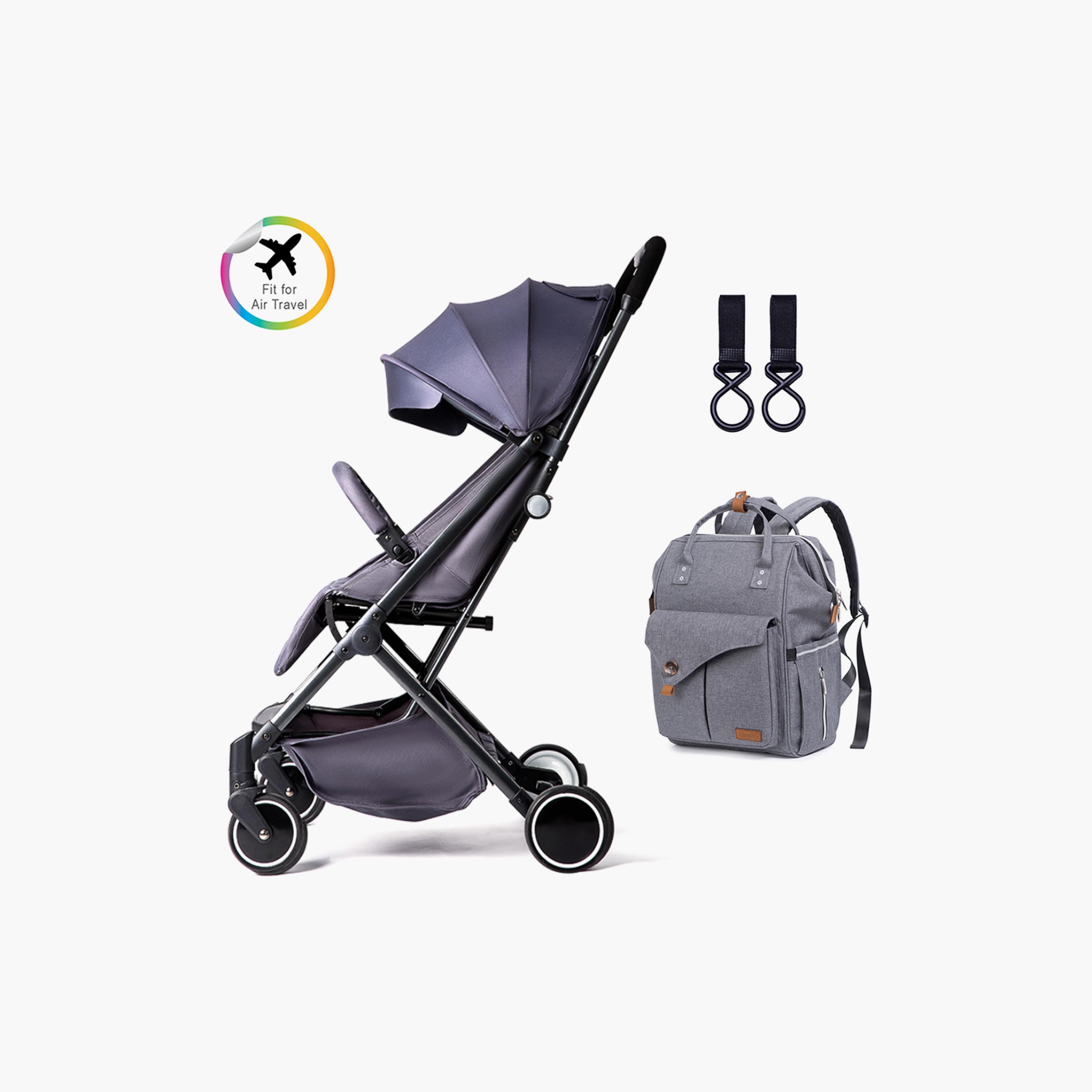 Teknum Travel Lite Stroller Alameda Diaper Backpack Large with Hooks - Grey-baby-gear-strollersandprams-strollers-image-6