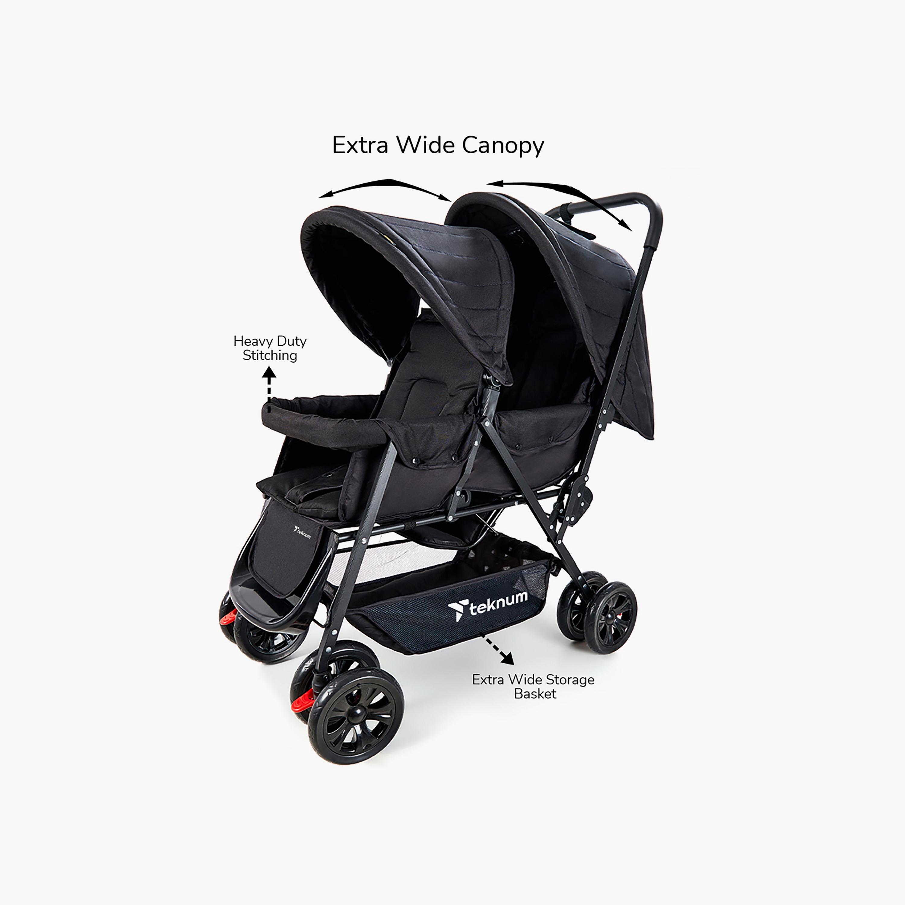 Teknum Double Stroller with Diaper Bag and Hooks-baby-gear-strollersandprams-strollers-image-4