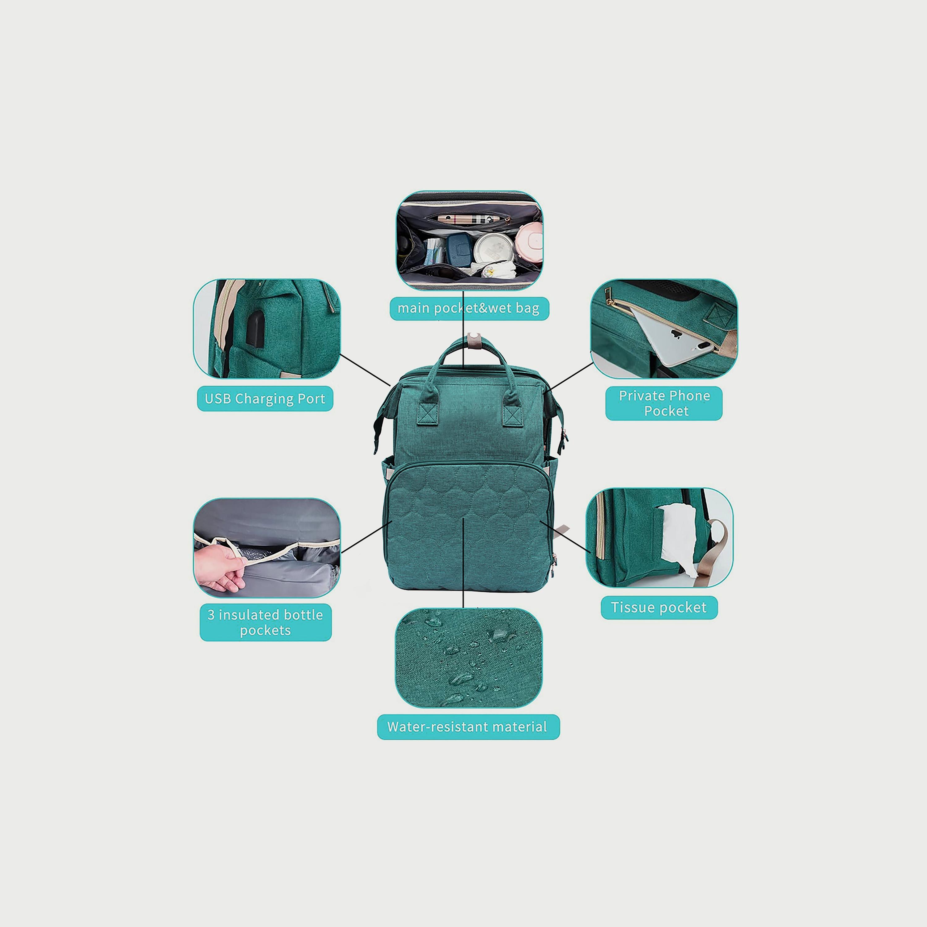 Babylove 3-In-1 Mommy Diaper Bag, Green-baby-diapering-diaperbags-image-3