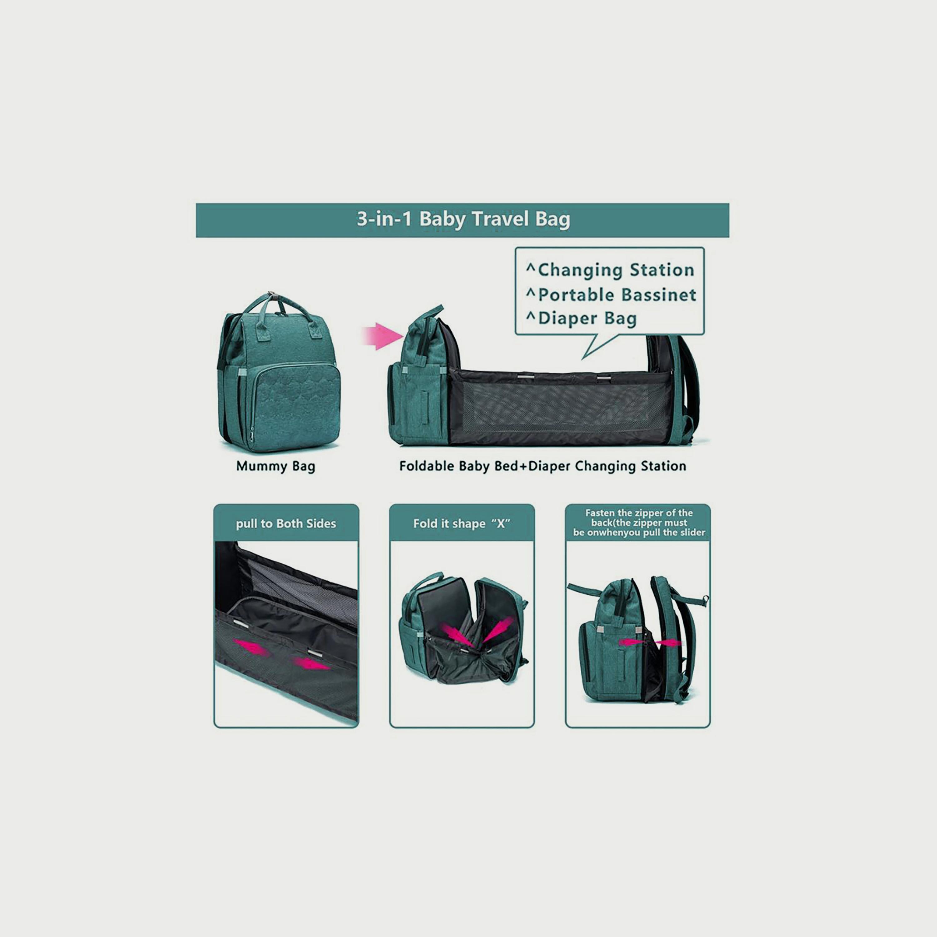 Babylove 3-In-1 Mommy Diaper Bag, Green-baby-diapering-diaperbags-image-5