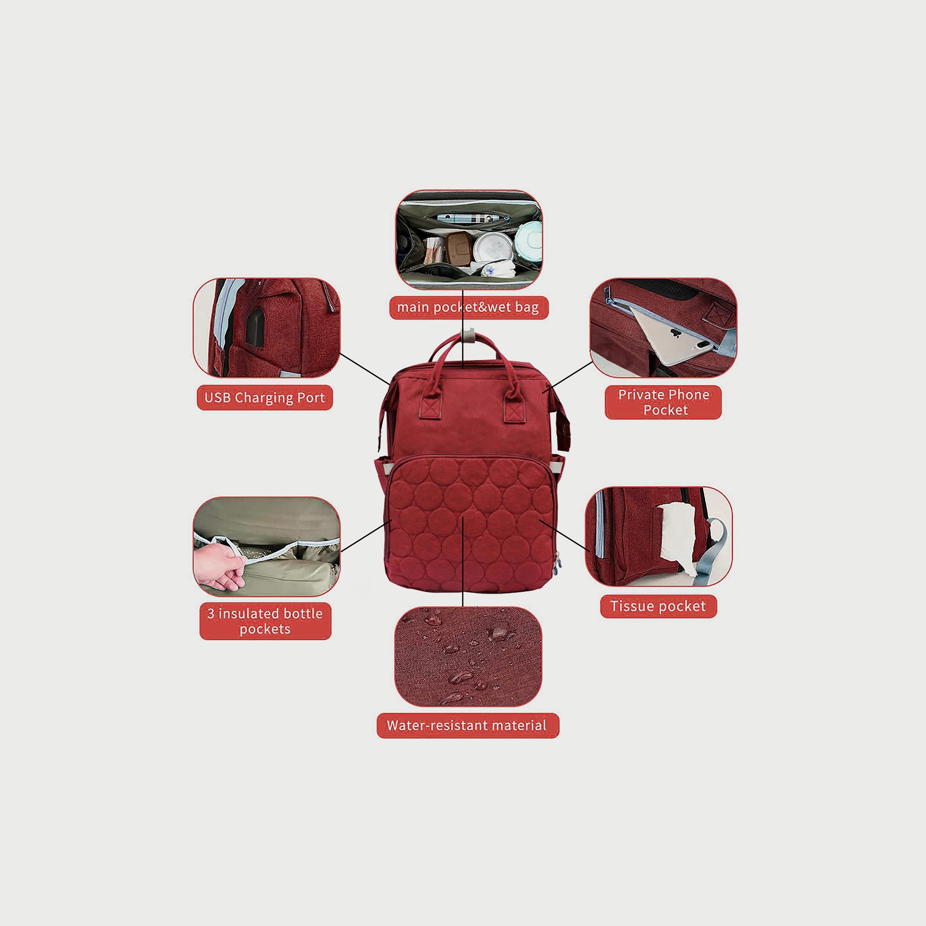 Babylove 3-In-1 Mommy Diaper Bag, Red-baby-diapering-diaperbags-image-3