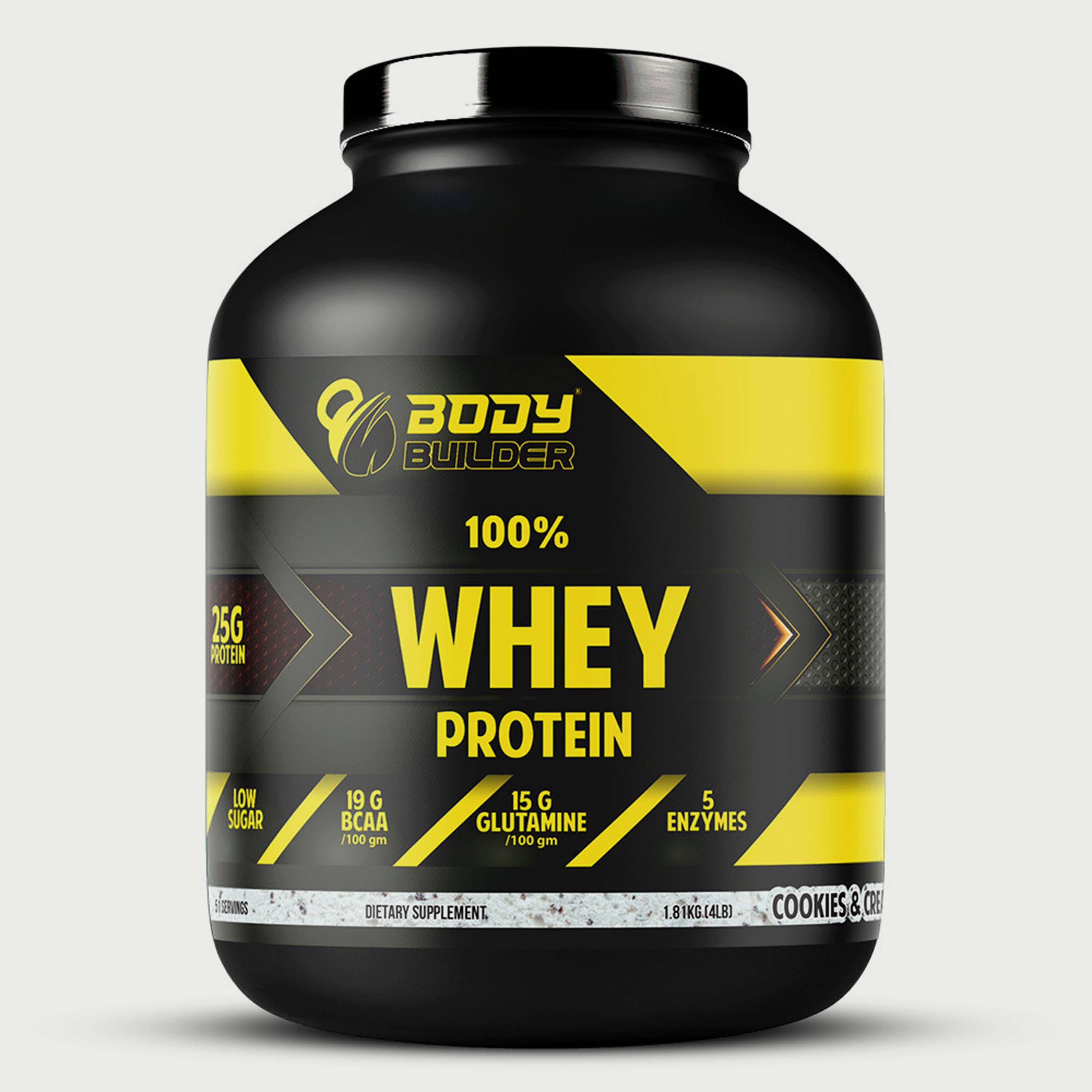  بروتين مصل الحليب ، 4 أرطال (1.8 كجم)، كوكيز وكريم، من بودي بلدر-sports-nutrition-proteins-image-1