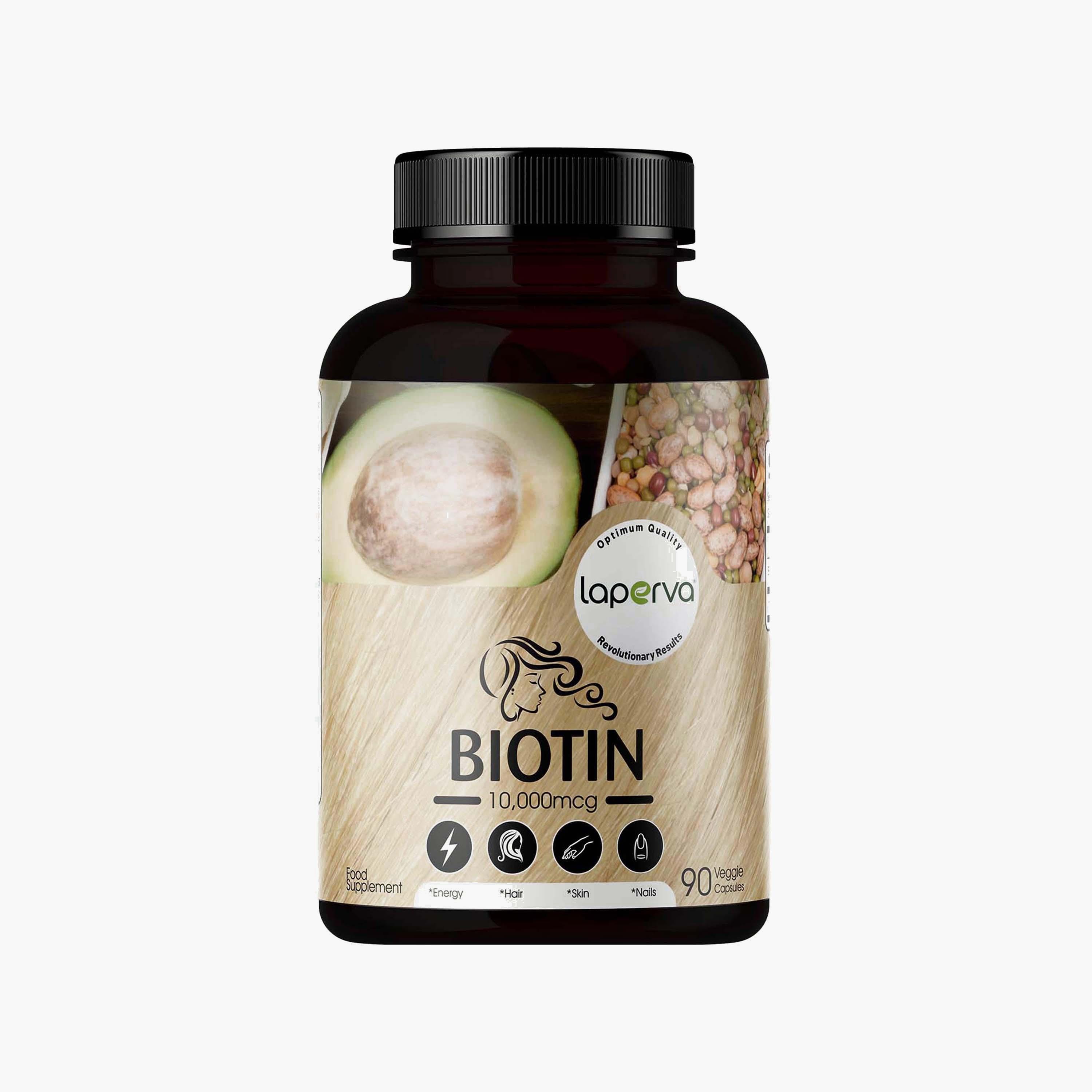 Biotin, 90 Tablets, 10000 mcg, Laperva-sports-nutrition-vitaminshealthsupplements-image-1