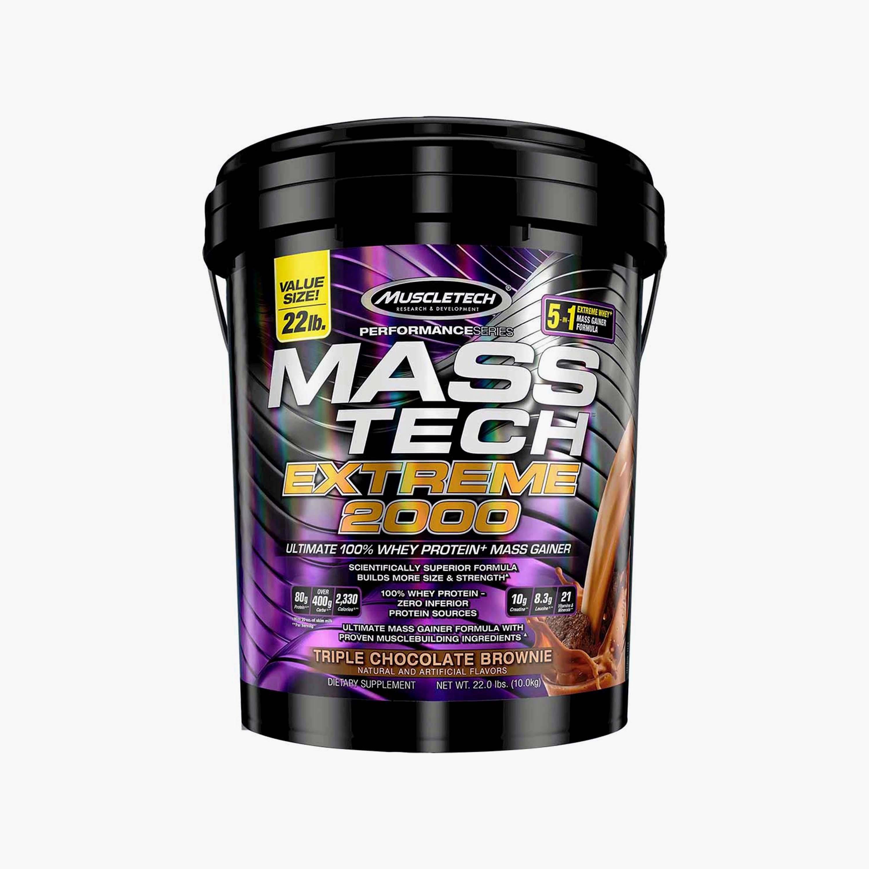 ماس تك اكستريم 2000، 22.04 رطل (10 كجم) تريبل تشوكليت براوني، من مسل تك-sports-nutrition-proteins-image-1