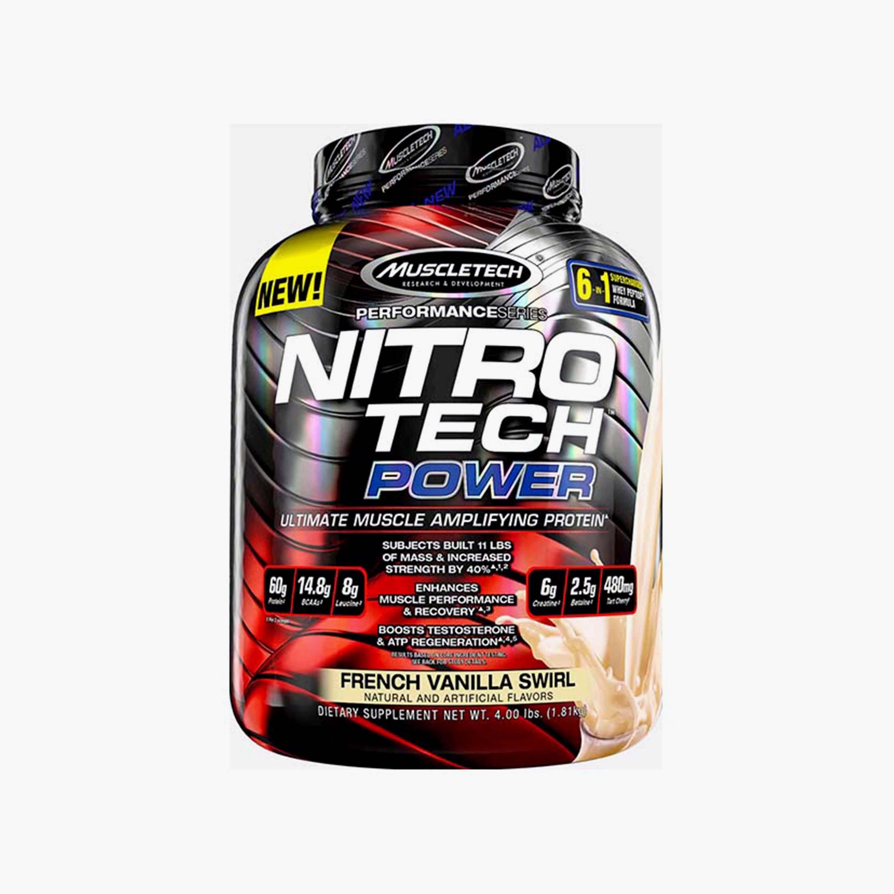 Nitro Tech Power, 4 Lb (1.8 Kg), French Vanilla Swirl, Muscletech-sports-nutrition-proteins-image-1