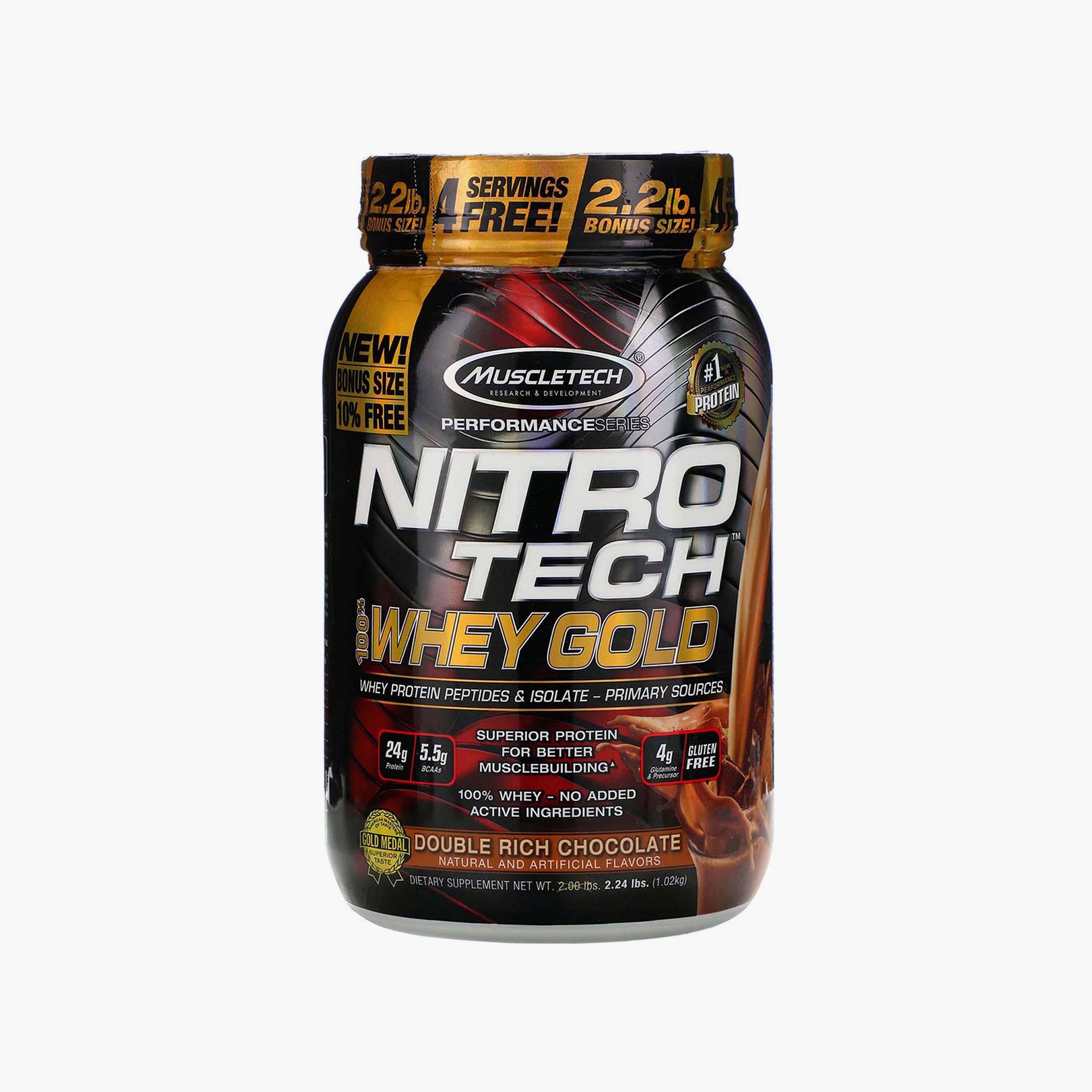 Nitro Tech Whey Gold, 2.2 Lb (0.9 Kg), Double Rich Chocolate, Muscletech-sports-nutrition-proteins-image-1