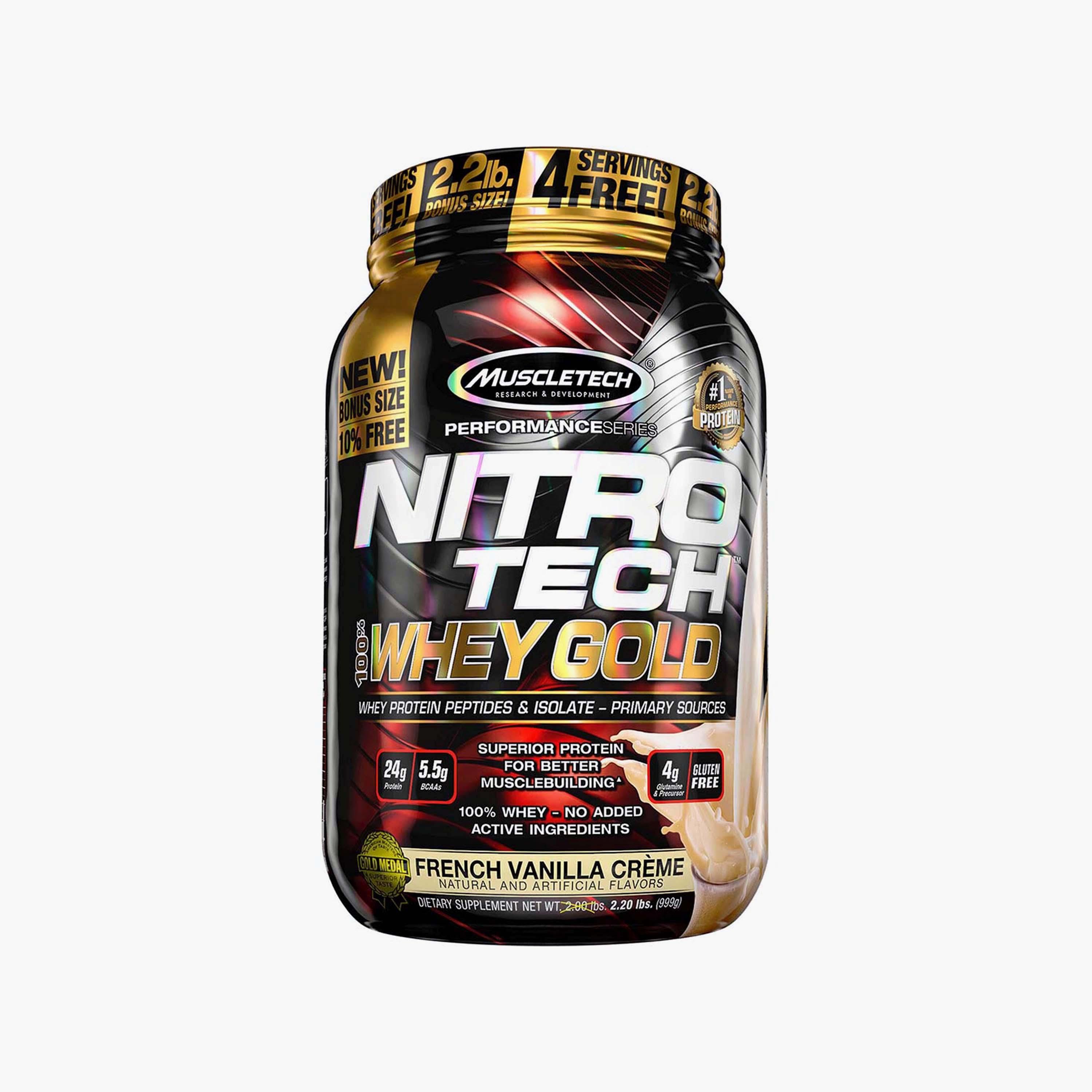 Nitro Tech Whey Gold, 2.2 Lb (0.9 Kg), French Vanilla, Muscletech-sports-nutrition-proteins-image-1