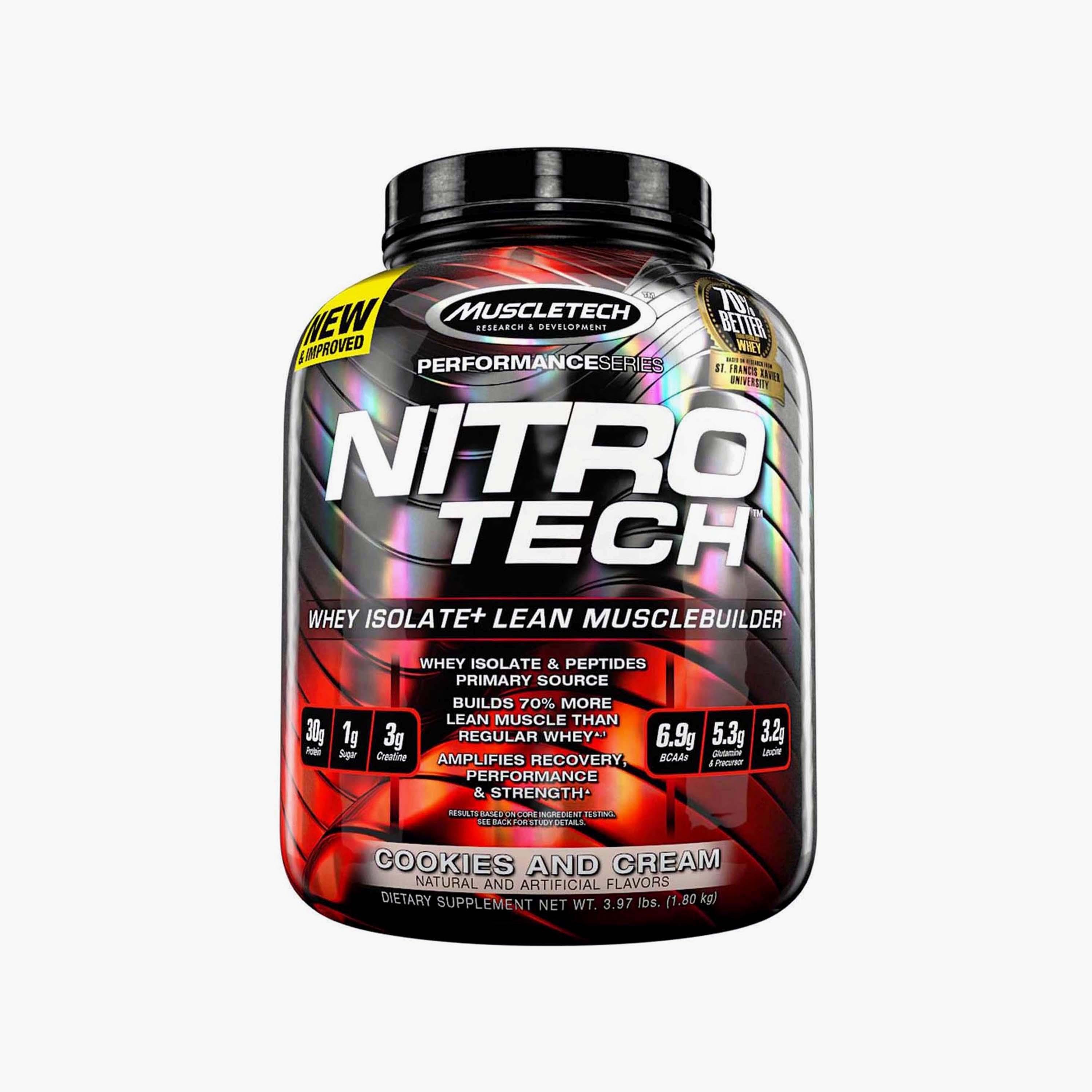 نيترو تك بروتين مصل الحليب، 4 رطل (1.8 كجم) ، بسكويت وكريم ، من مسل تك-sports-nutrition-proteins-image-1