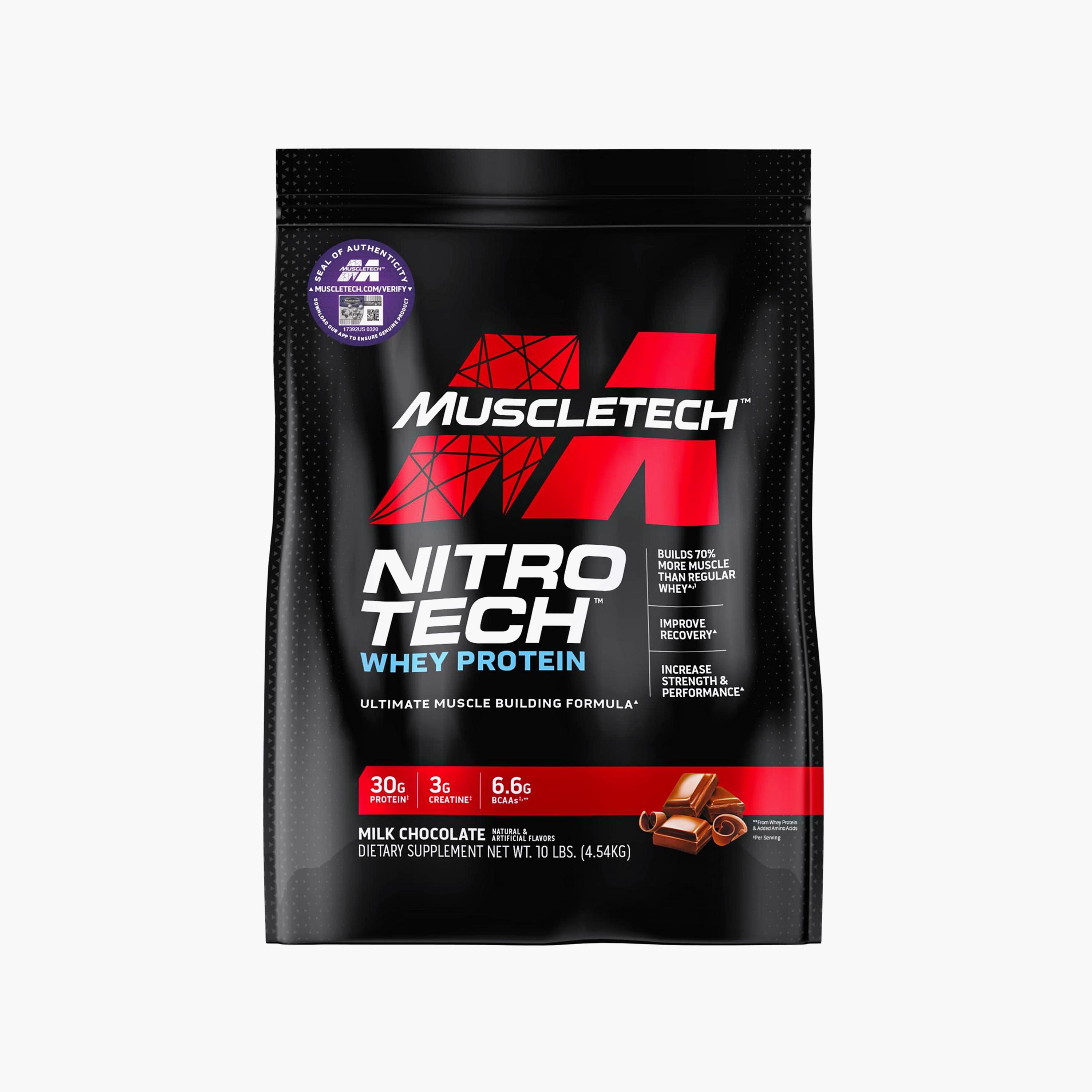 Nitro Tech Whey Protein, 10 Lb (4.5 Kg), Milk Chocolate, Muscletech-sports-nutrition-proteins-image-1