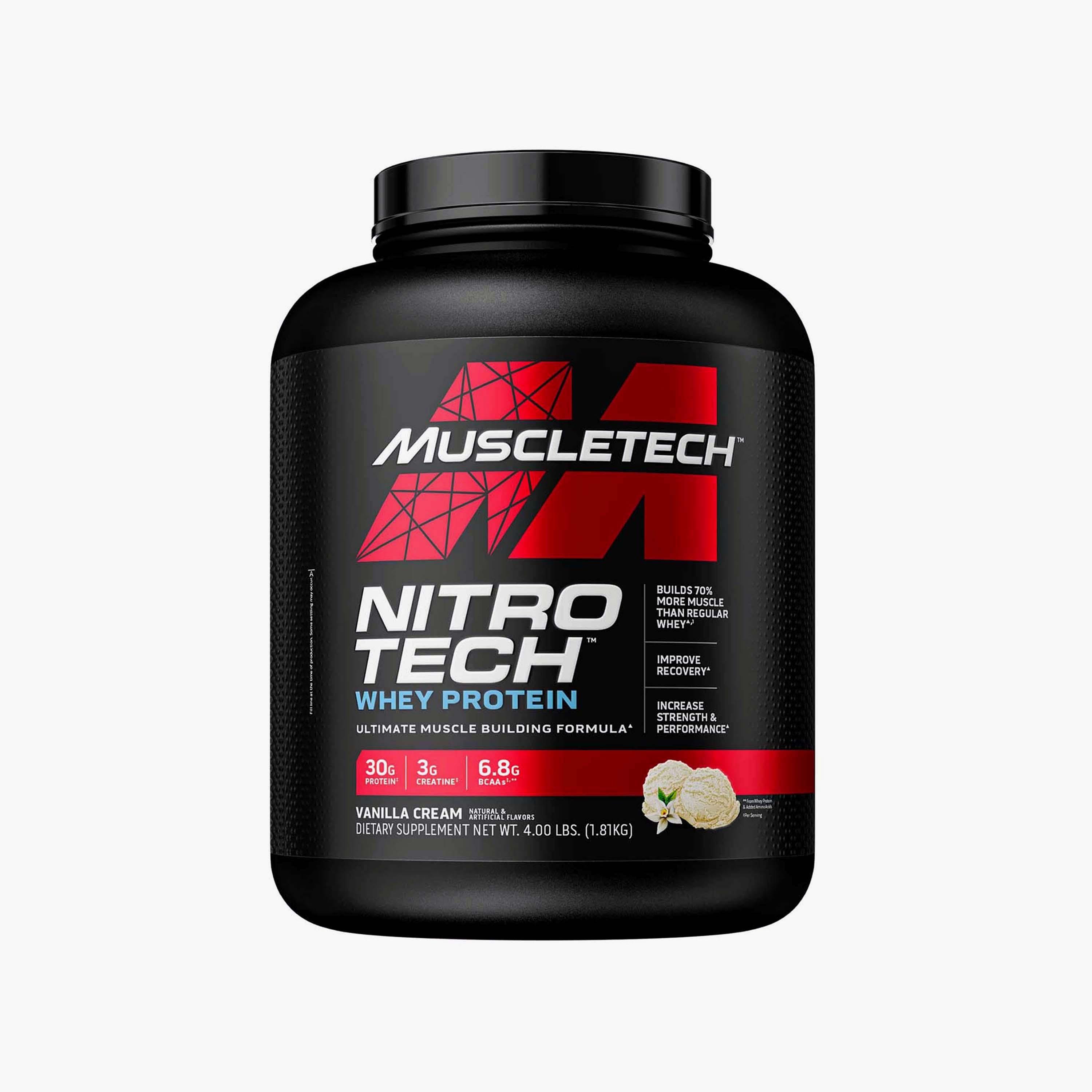نيترو تك بروتين مصل الحليب، 4 رطل (1.8 كجم)، الفانيليا، من مسل تك-sports-nutrition-proteins-image-1