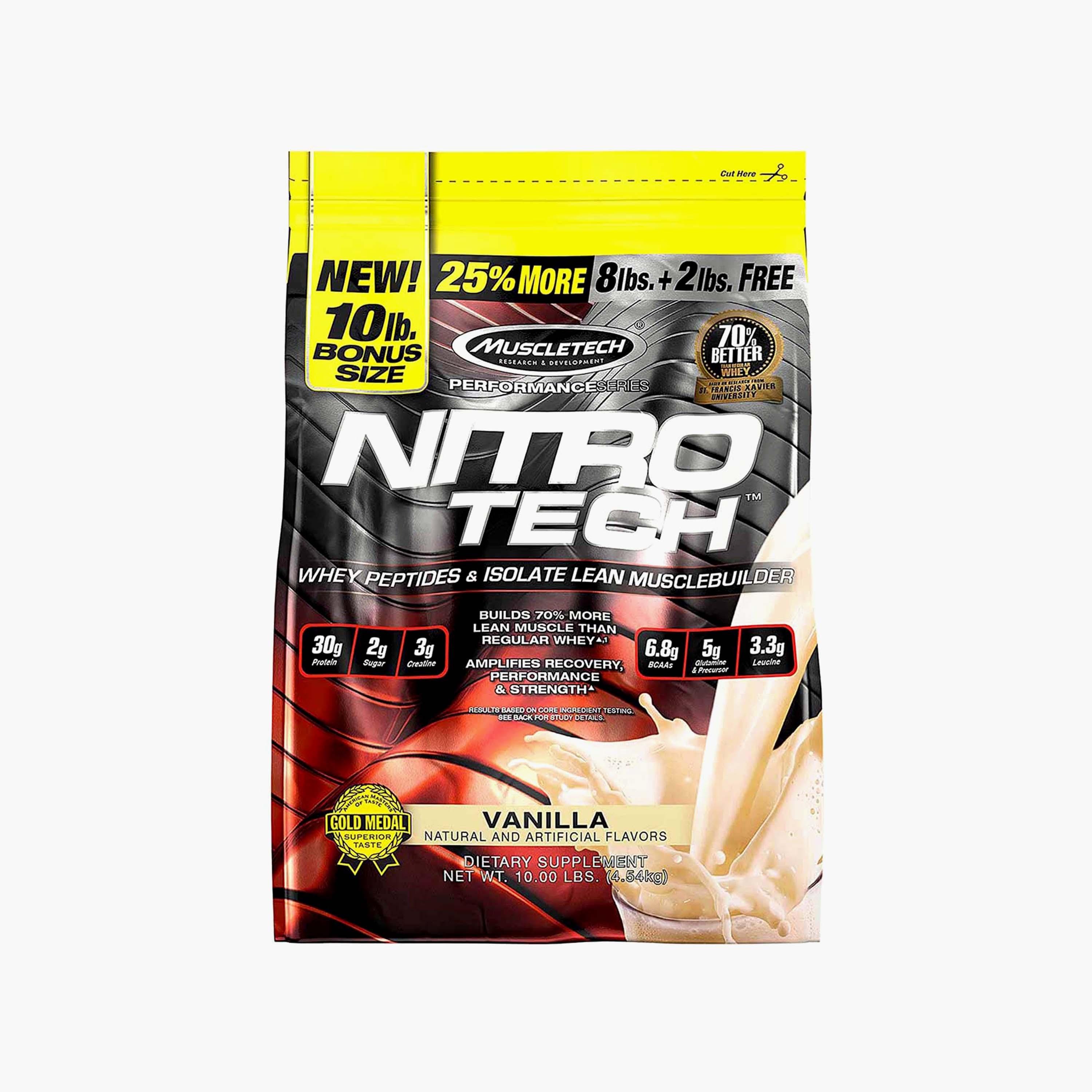 بروتين مصل الحليب نيترو تك، 10 رطل (4.5 كجم)، الفانيليا، من ماسل تك-sports-nutrition-proteins-image-1