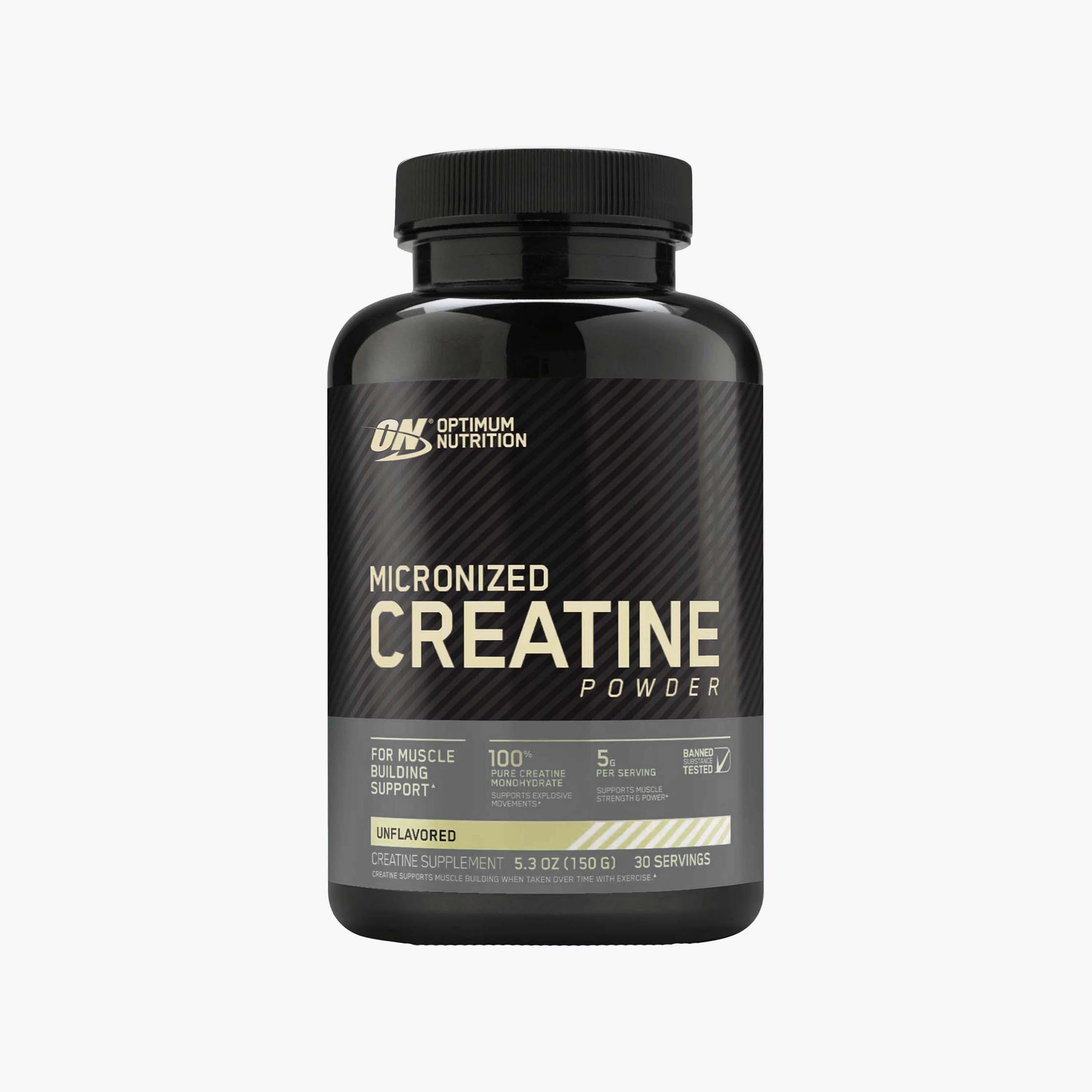 مسحوق الكرياتين، 150 جم (0.11 رطل)، بدون نكهة من اوبتيموم نوتريشن-sports-nutrition-prepostworkout-image-1