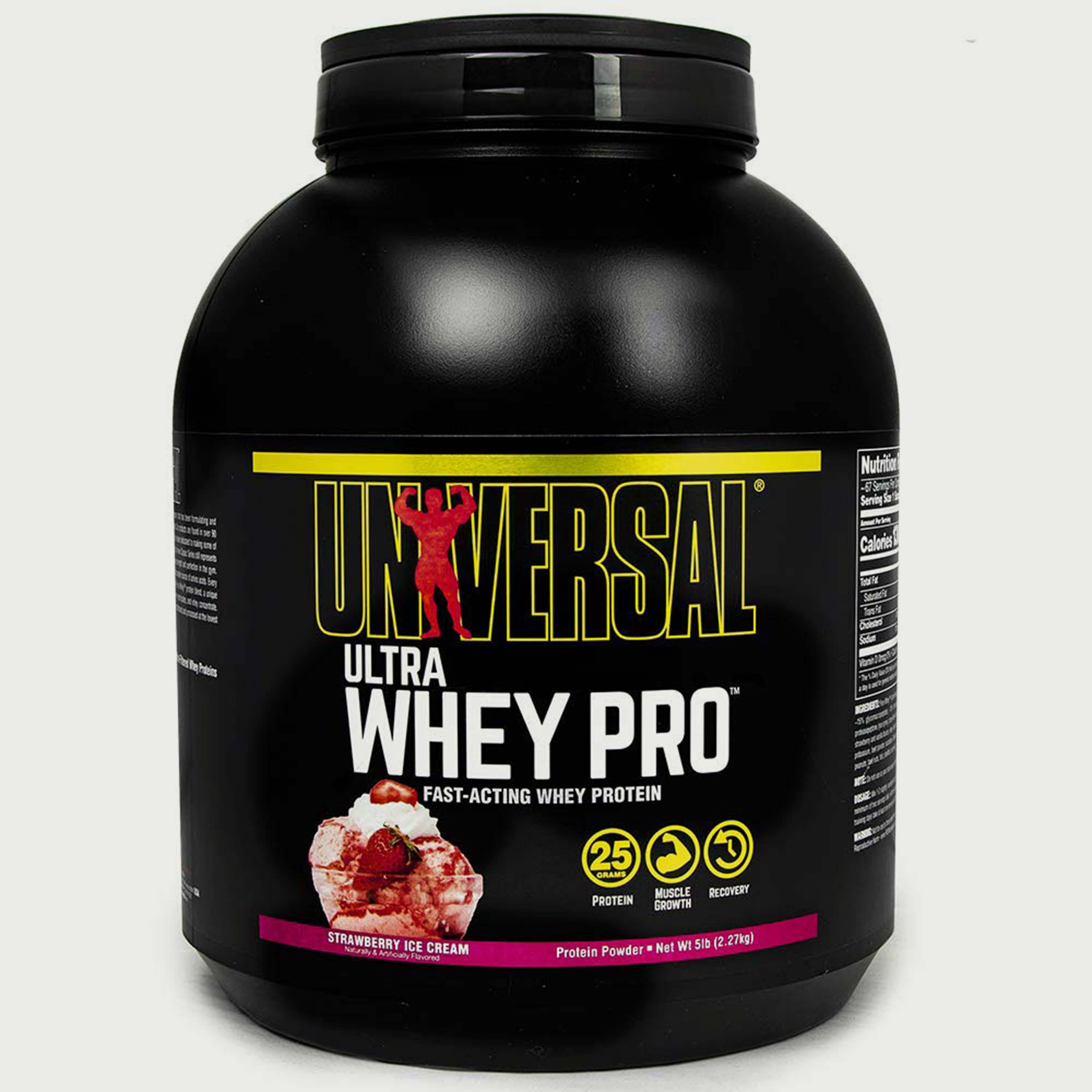 مصل اللبن برو الترا، 5 رطل (2.2 كجم) ، آيس كريم الفراولة، من يونيفرسال نيوتريشن-sports-nutrition-proteins-image-1