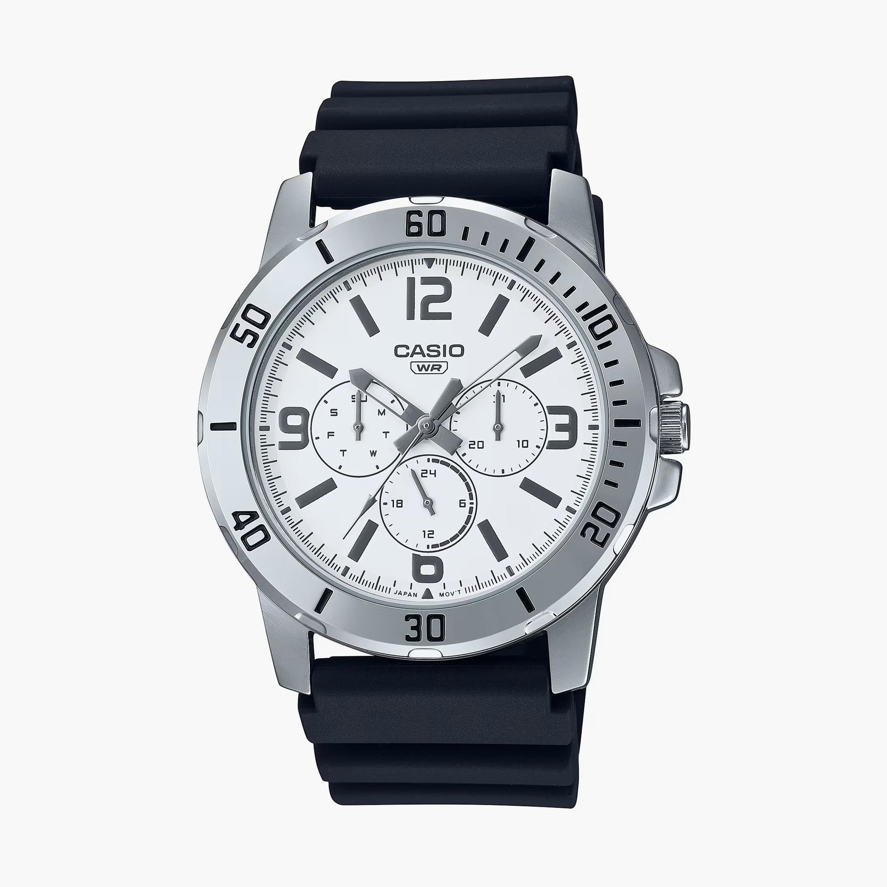 MTP-VD300-7BUDF ساعة يد أنالوج للرجال بسوار سيليكون بلون أسود من كاسيو-men-watchesandjewellery-watches-image-1