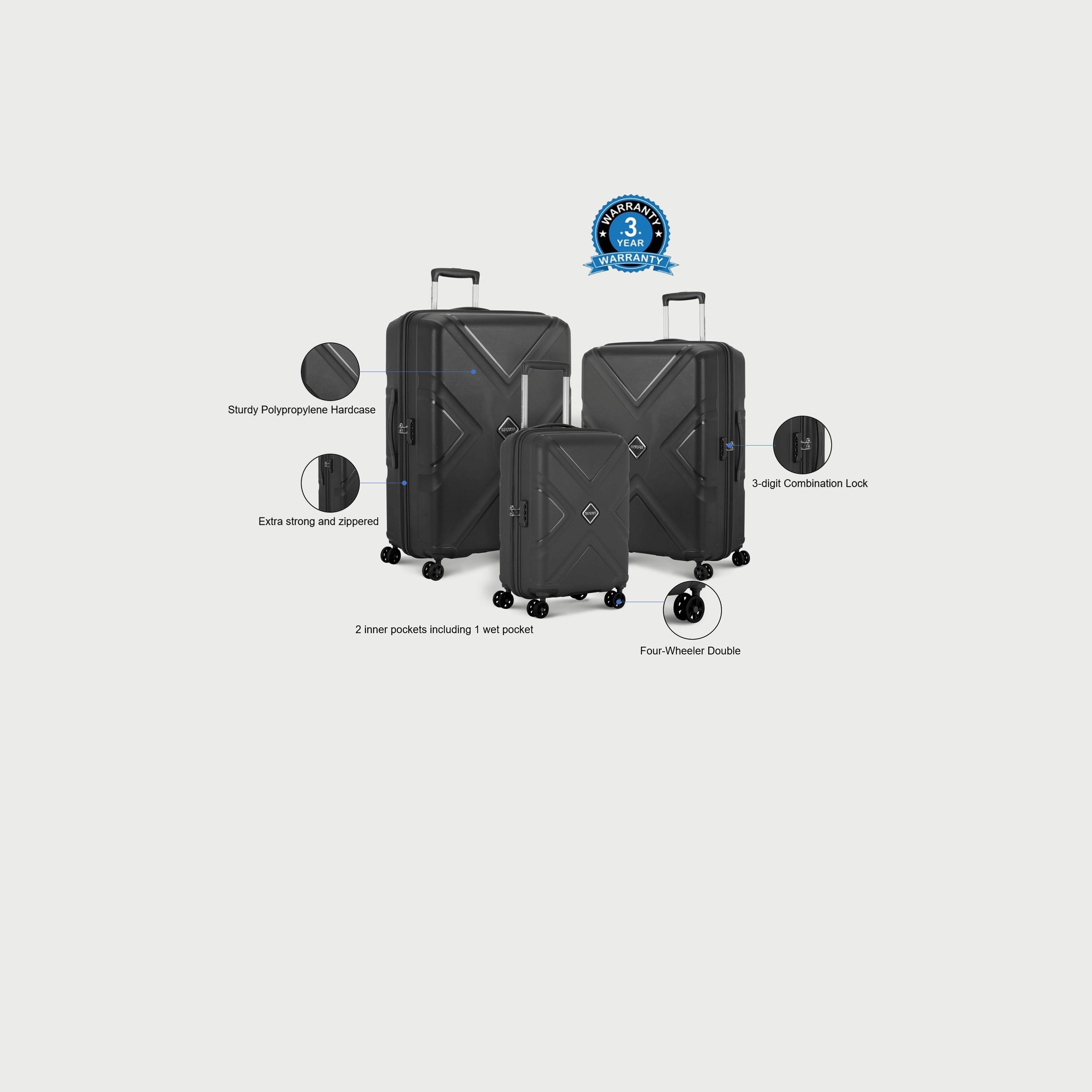 American Tourister Kross (55/68/79 CM) 3-Piece Set Check-in Polypropylene Hardcase 4-Wheeler Trolley Bags | LE207104-travel-luggagesandbags-luggage-image-2