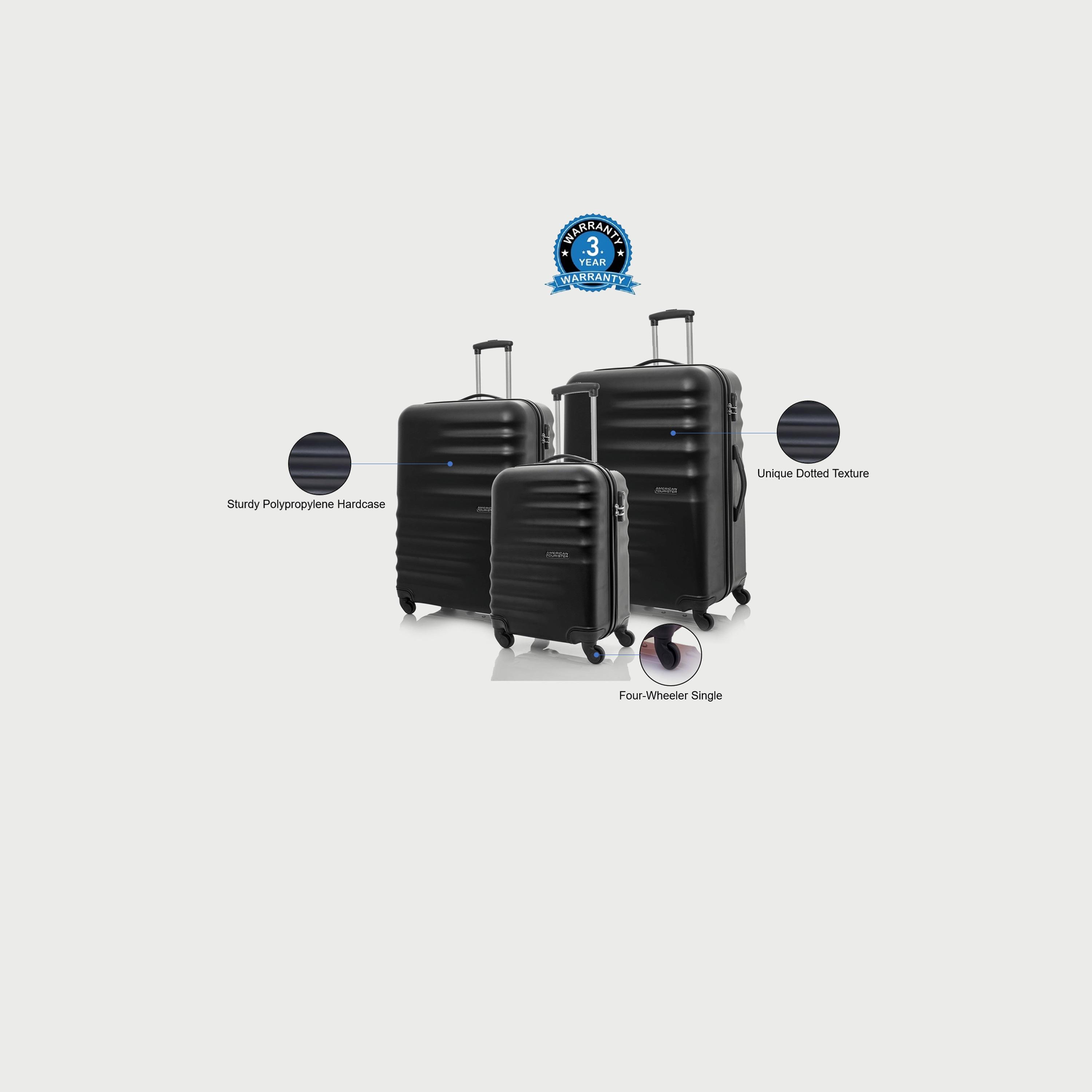 American Tourister Prestone 3 Piece Set Polypropylene Hardcase 4-Wheeler Trolley Bags-travel-luggagesandbags-luggage-image-2