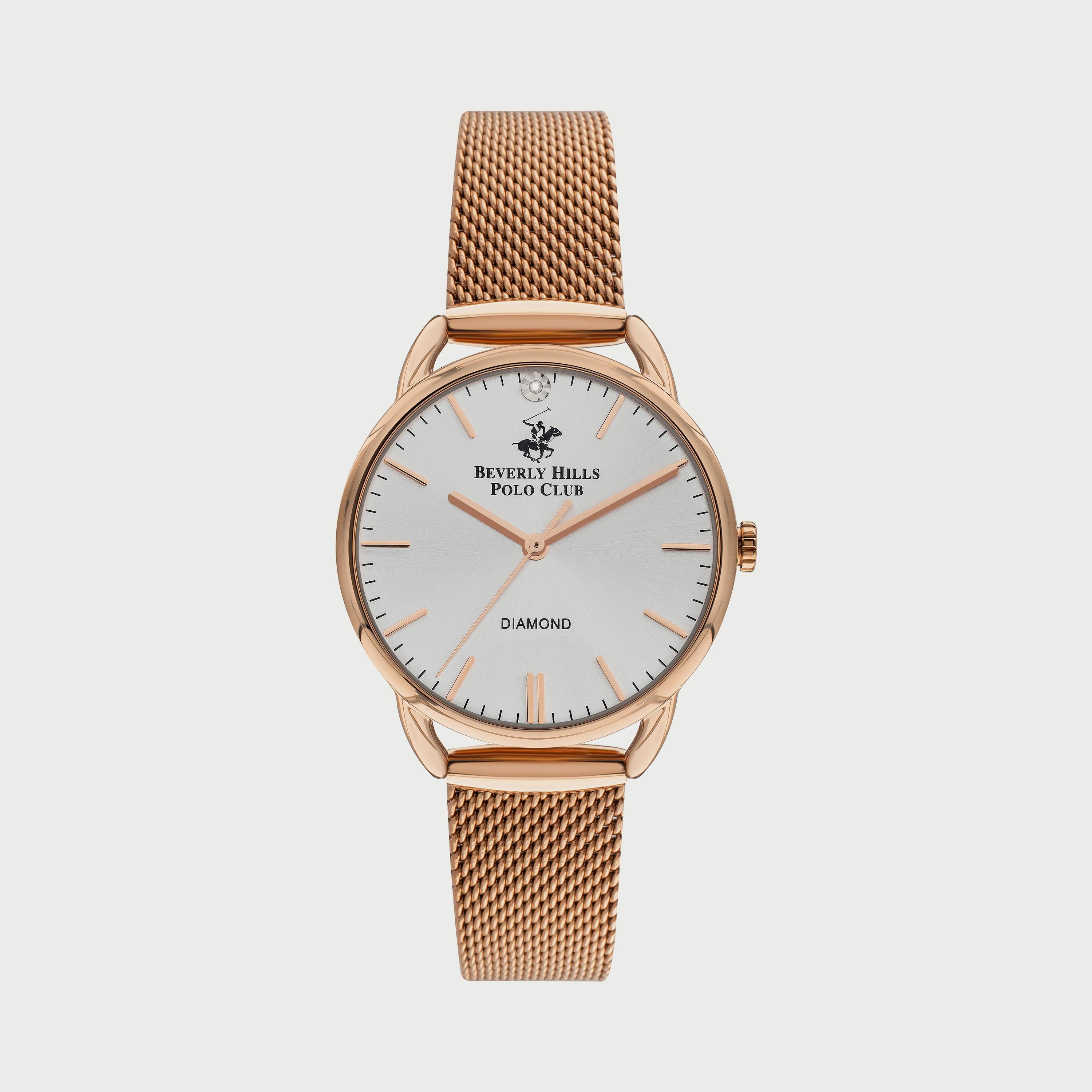  BP3299C430 ساعة يد أنالوج للنساء بلون ذهبي وردي وسوار شبكي من بيفرلي هيلز بولو كلوب -women-watchesandjewellery-watches-image-1
