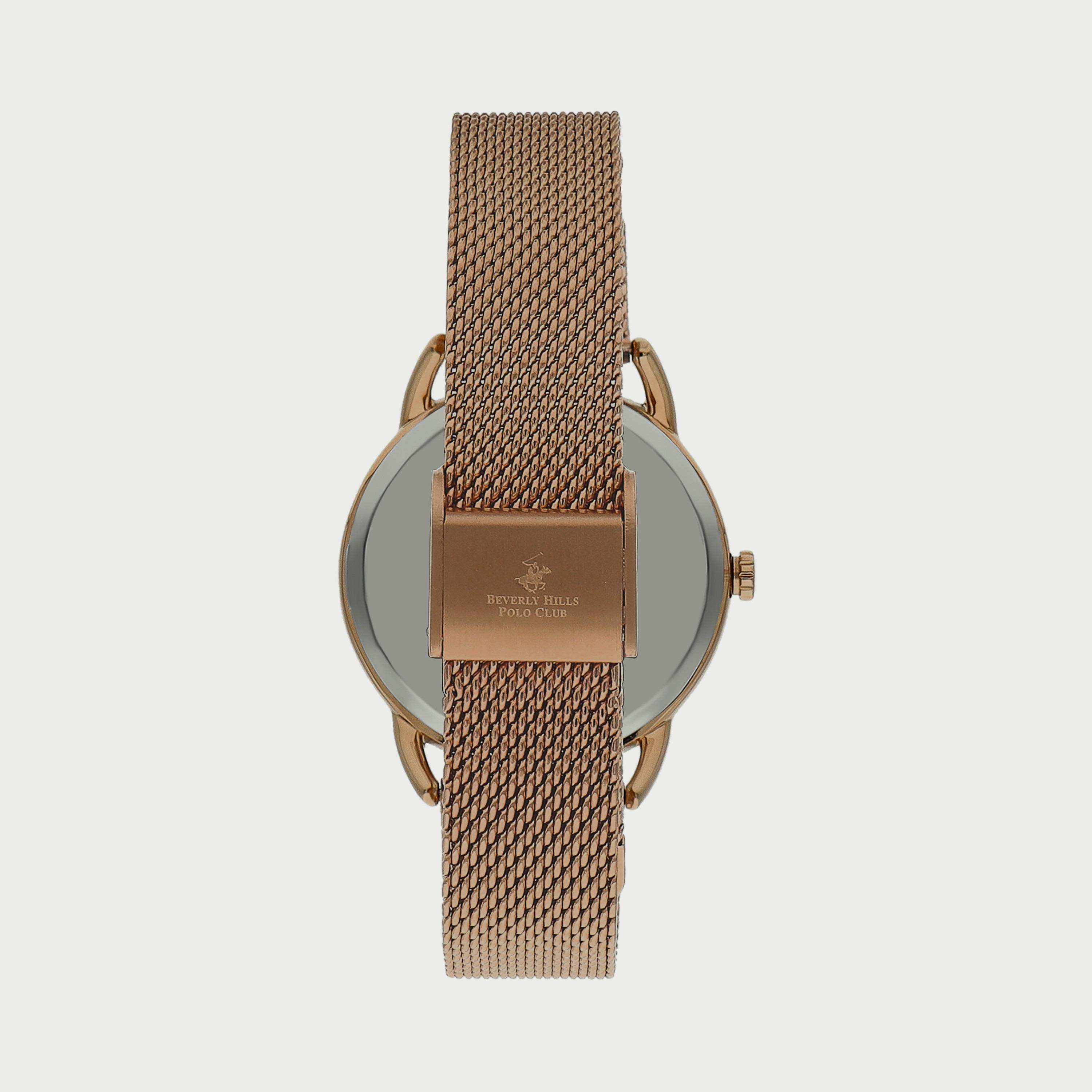  BP3299C430 ساعة يد أنالوج للنساء بلون ذهبي وردي وسوار شبكي من بيفرلي هيلز بولو كلوب -women-watchesandjewellery-watches-image-3
