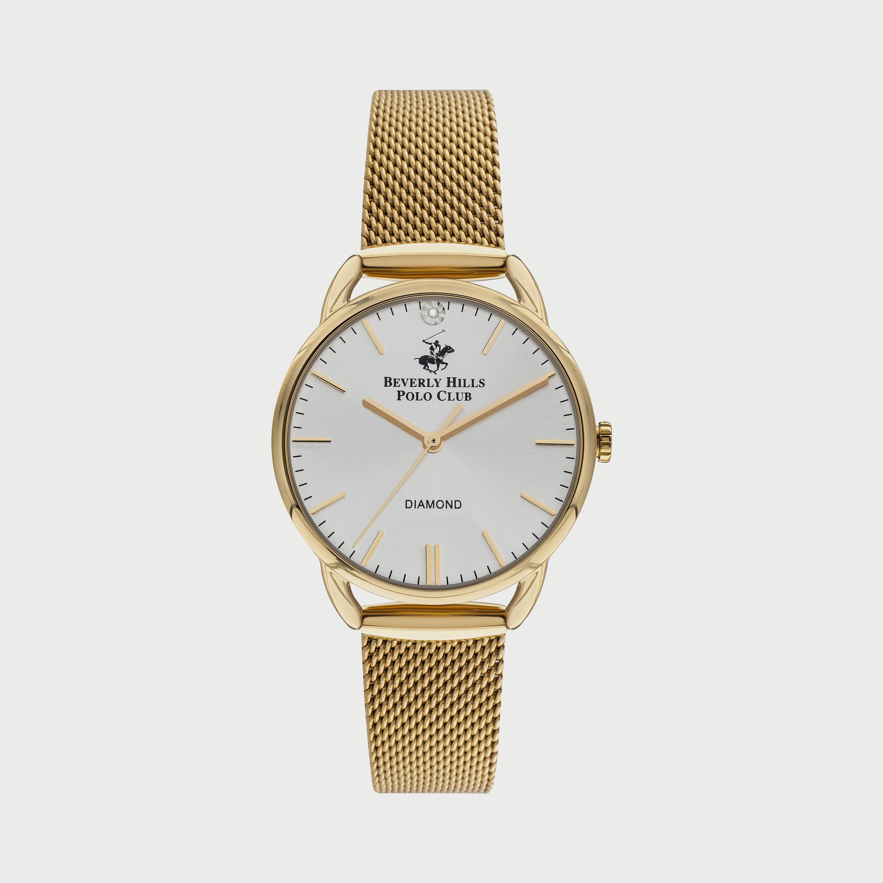  BP3299C130 ساعة يد أنالوج للنساء بلون ذهبي وسوار شبكي من بيفرلي هيلز بولو كلوب -women-watchesandjewellery-watches-image-1