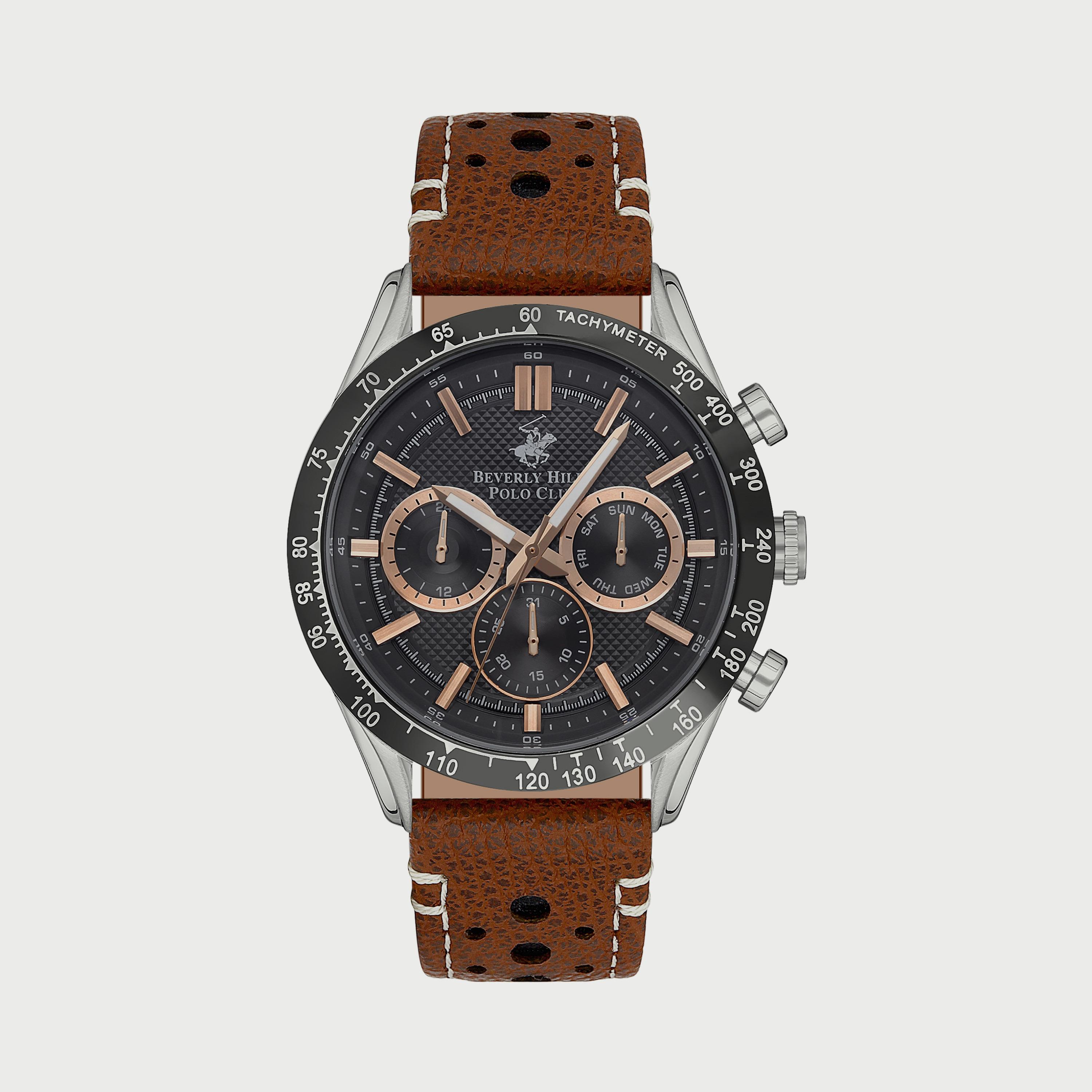  BP3317X652 ساعة يد كرونوغراف للرجال بلون بني وسوارجلدي من بيفرلي هيلز بولو كلوب -men-watchesandjewellery-watches-image-1