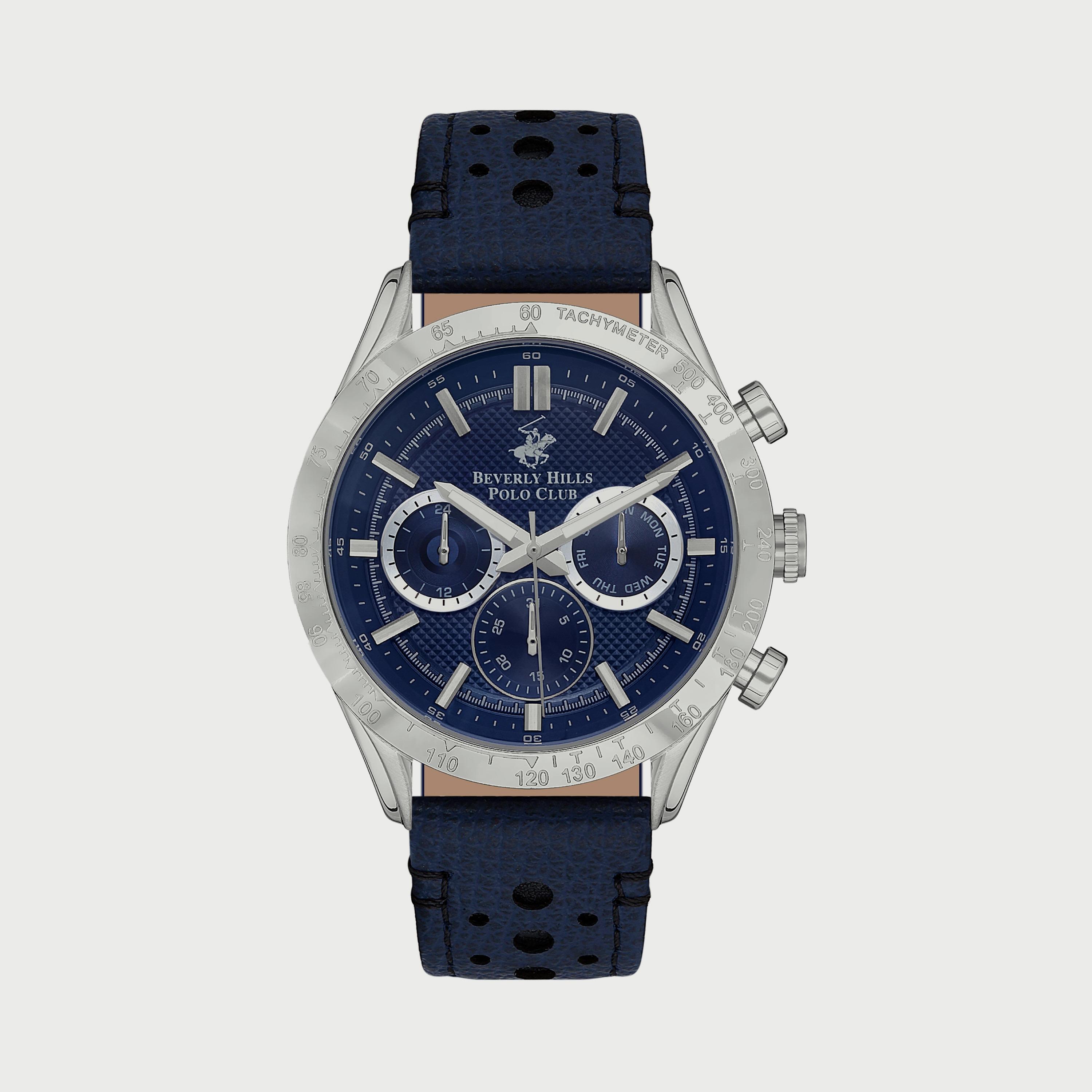  BP3317X399 ساعة يد كرونوغراف للرجال بلون أزرق وسوارجلدي من بيفرلي هيلز بولو كلوب -men-watchesandjewellery-watches-image-1