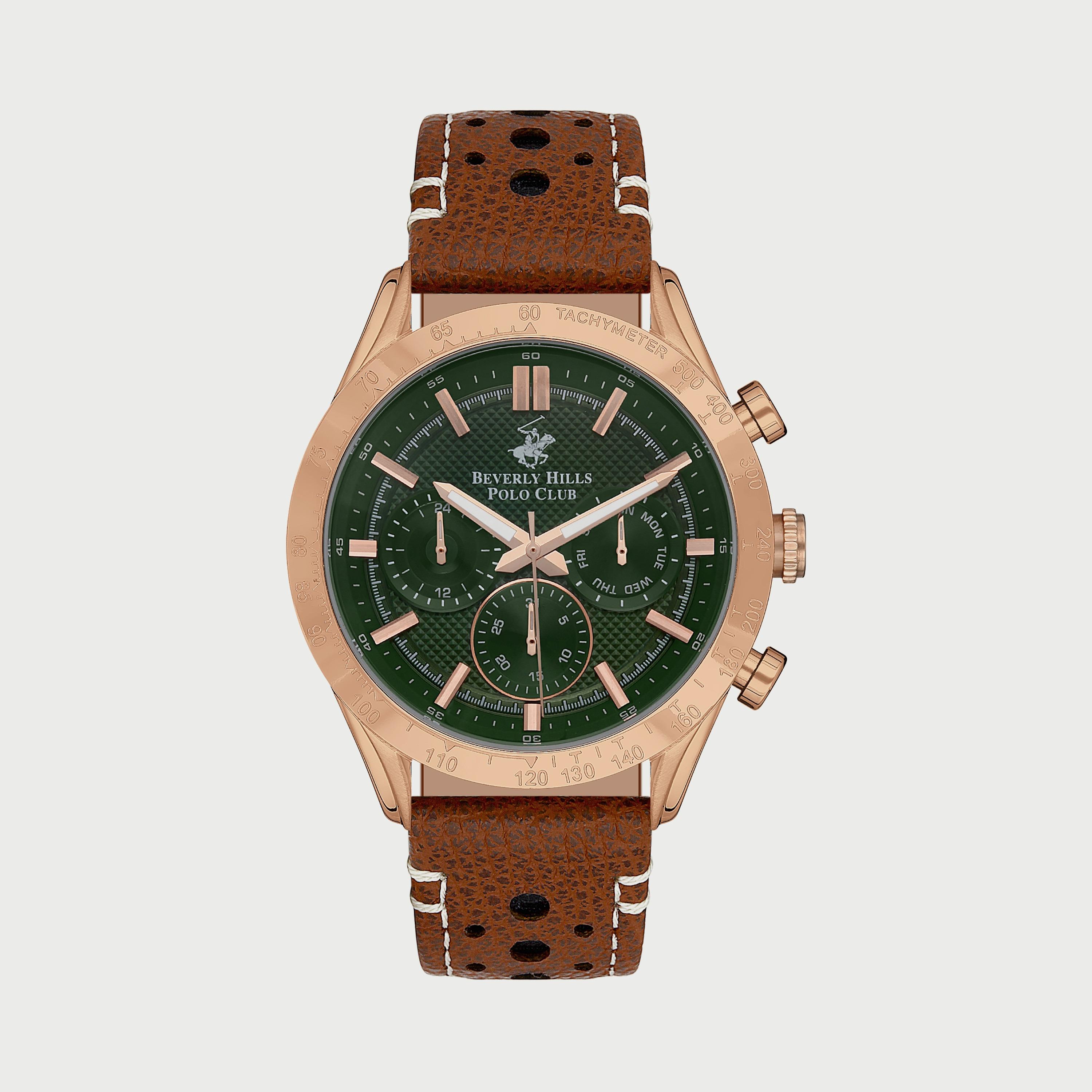  BP3317X472 ساعة يد كرونوغراف للرجال بلون بني وسوارجلدي من بيفرلي هيلز بولو كلوب -men-watchesandjewellery-watches-image-1